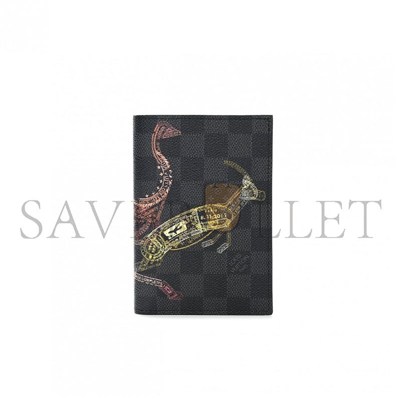 LOUIS VUITTON DAMIER GRAPHITE STAMPS PASSPORT COVER OLIVE N64604 (14*10*2.5cm)