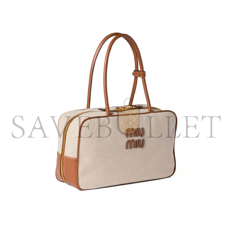 MIU MIU BEAU CANVAS AND LEATHER BAG 5BB163 (34*20*10cm)