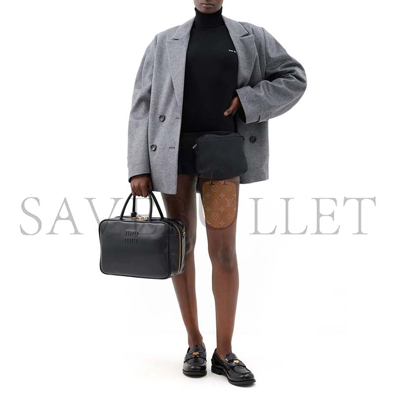 MIU MIU EMBOSSED LEATHER SHOULDER BAG 5BB117 (34*21*12cm)