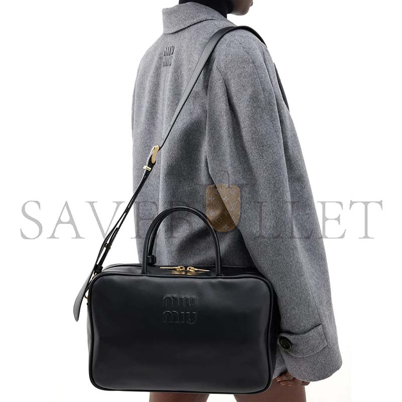 MIU MIU EMBOSSED LEATHER SHOULDER BAG 5BB117 (34*21*12cm)