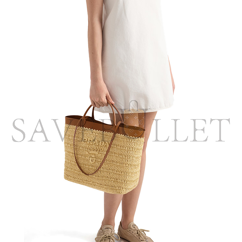 PRADA MEDIUM CROCHET AND LEATHER TOTE BAG 1BG499 (32*29*16cm)