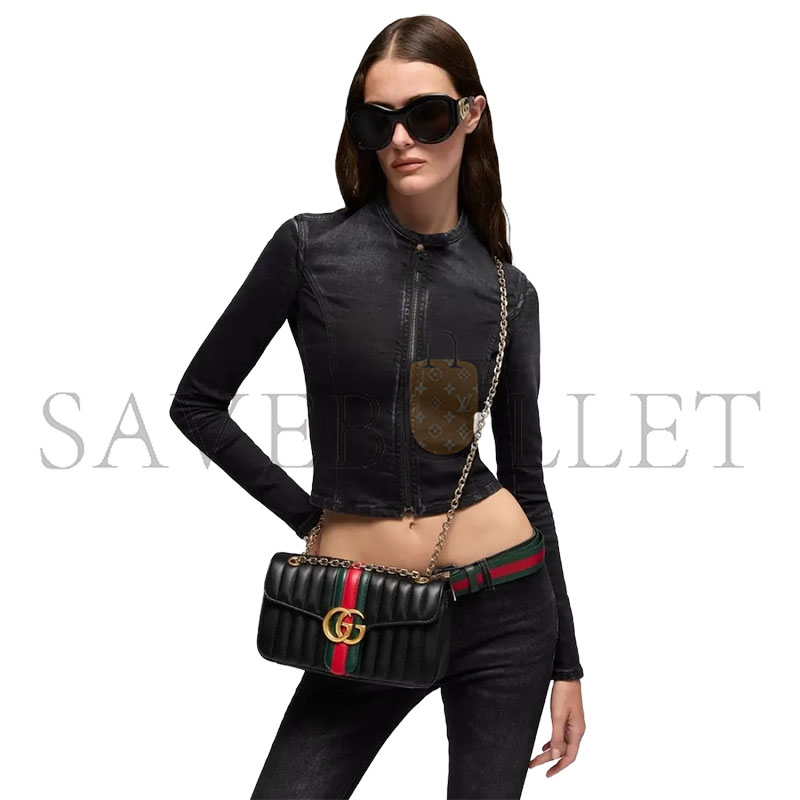 GUCCI JET SET GG MARMONT MEDIUM SHOULDER BAG A005XW (26*15*7cm)