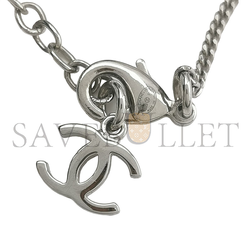 CHANEL SILVER IMITATION CRYSTAL DOUBLE