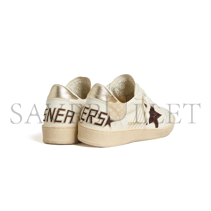 GOLDEN GOOSE BALL STAR WITH BURGUNDY CROC-PRINT LEATHER STAR AND GOLD HEEL TAB GWF00117