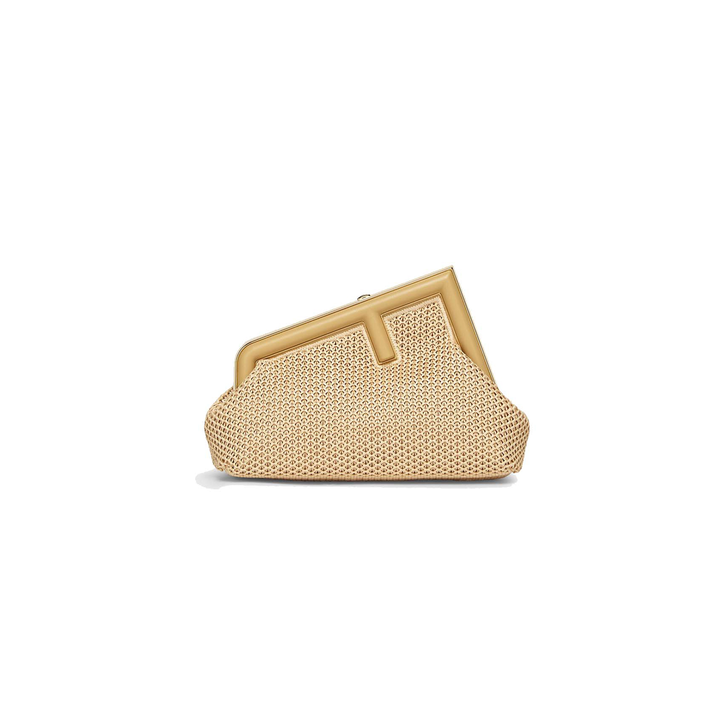 FENDI FIRST SMALL - BEIGE RAFFIA MACRAME BAG 8BP129AL9AF1EEB (26*18*9.5cm)