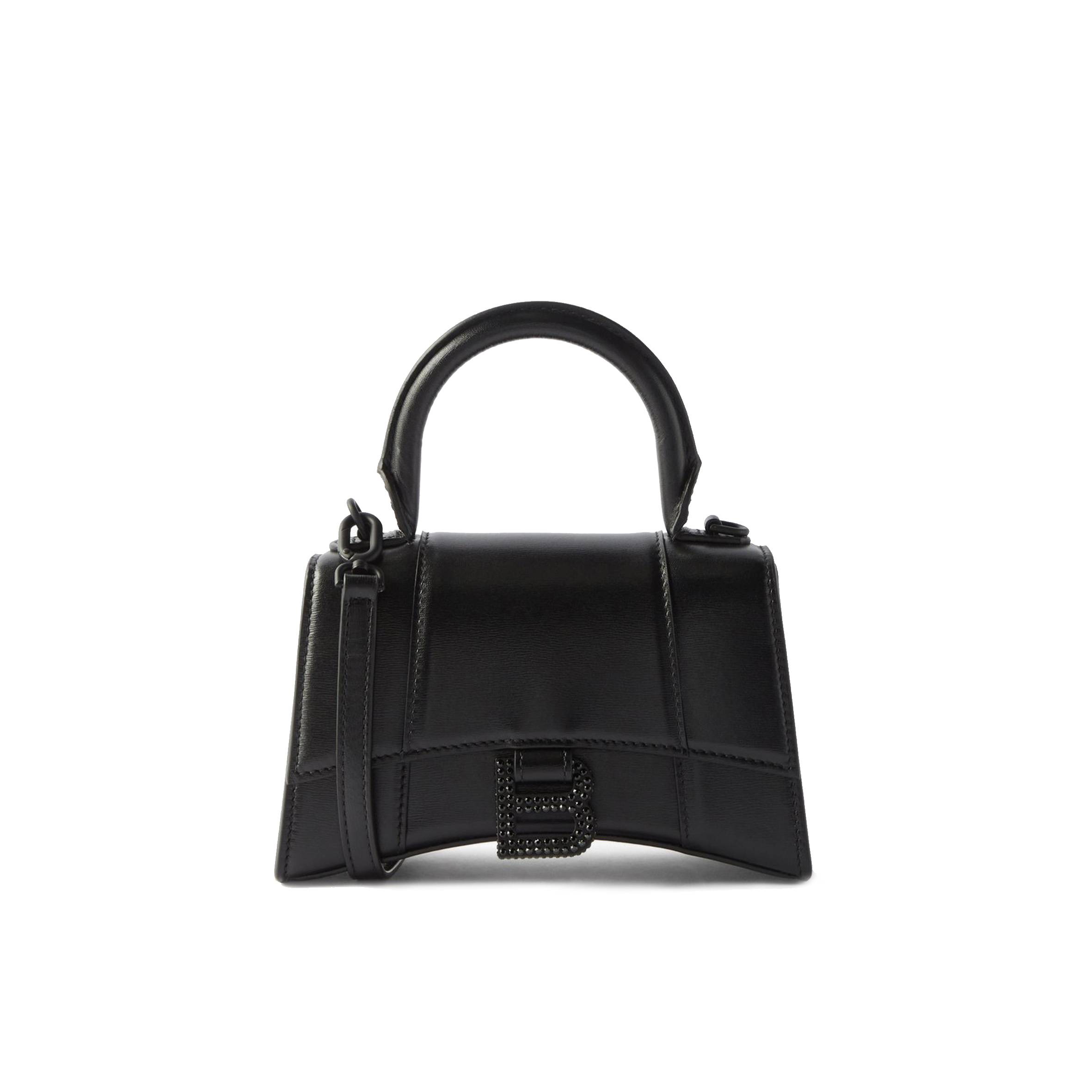 BALENCIAGA BLACK HOURGLASS XS LEATHER BAG MATCHESFASHION US (19.5*12*5cm)