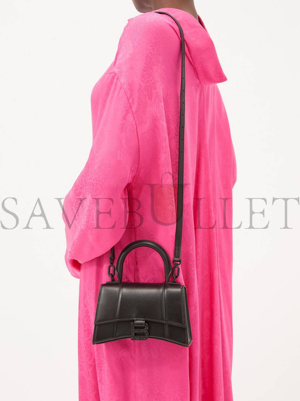 BALENCIAGA BLACK HOURGLASS XS LEATHER BAG MATCHESFASHION US (19.5*12*5cm)