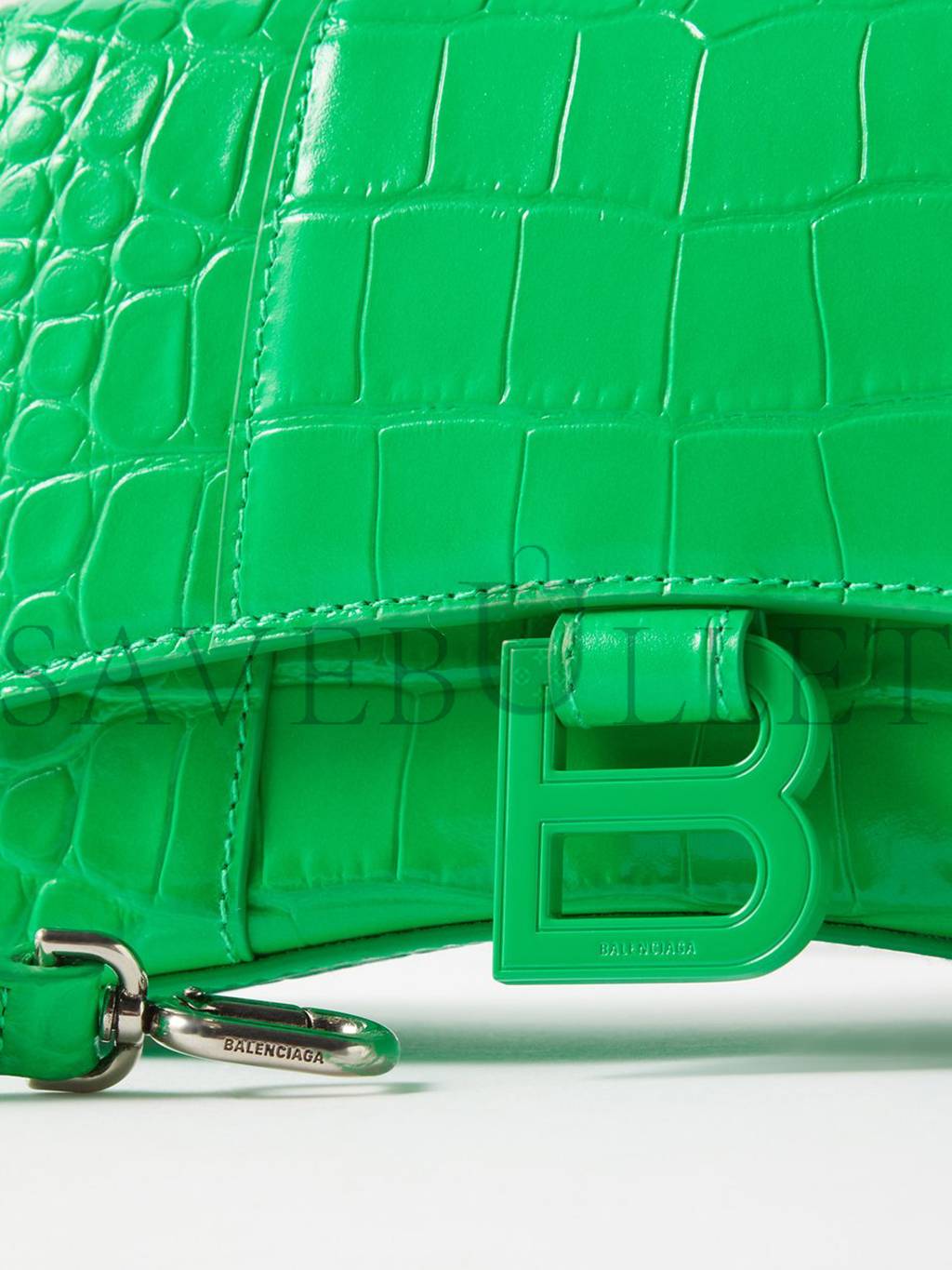 BALENCIAGA GREEN HOURGLASS XS CROC-EFFECT LEATHER CROSS-BODY BAG MATCHESFASHION US (19.5*12*5cm)