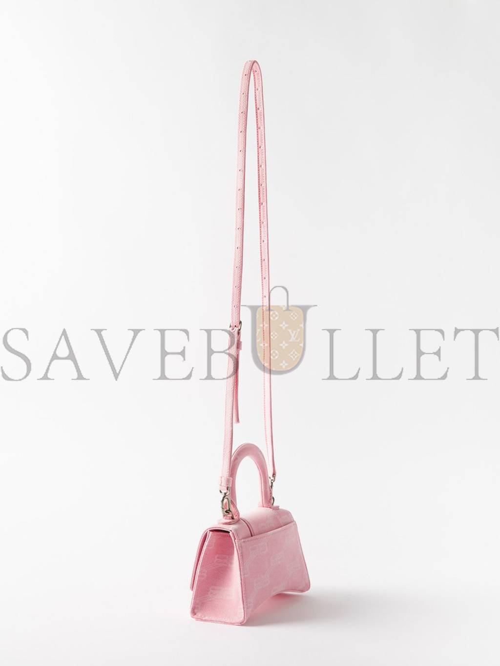 BALENCIAGA PINK HOURGLASS XS LOGO-PRINT DENIM CROSS-BODY BAG MATCHESFASHION US (19.5*12*5cm)