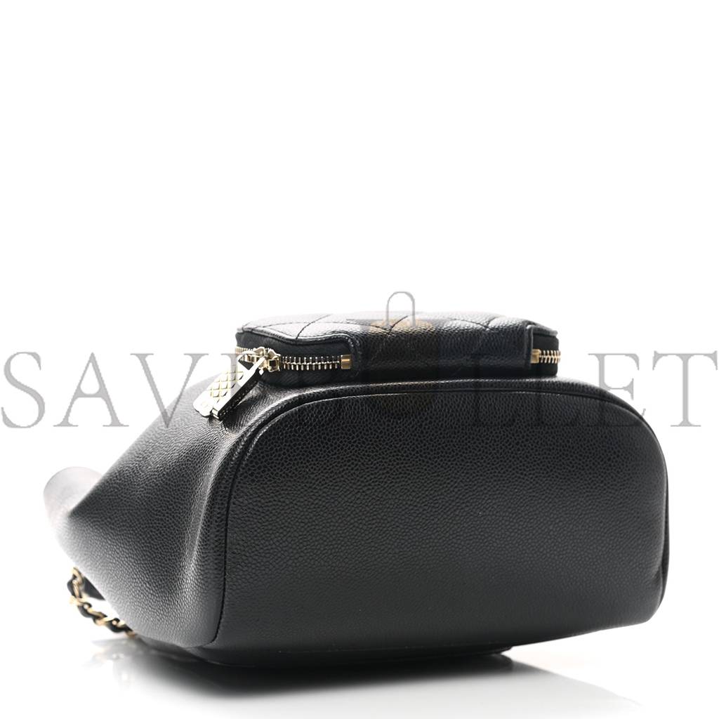 CHANEL MASTER CAVIAR QUILTED CC POCKET BUCKET BAG BLACK ROSE GOLD HARDWARE (19*18*8cm)