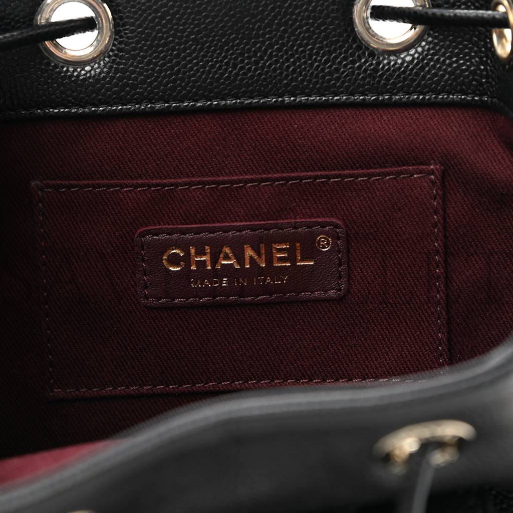 CHANEL MASTER CAVIAR QUILTED CC POCKET BUCKET BAG BLACK ROSE GOLD HARDWARE (19*18*8cm)