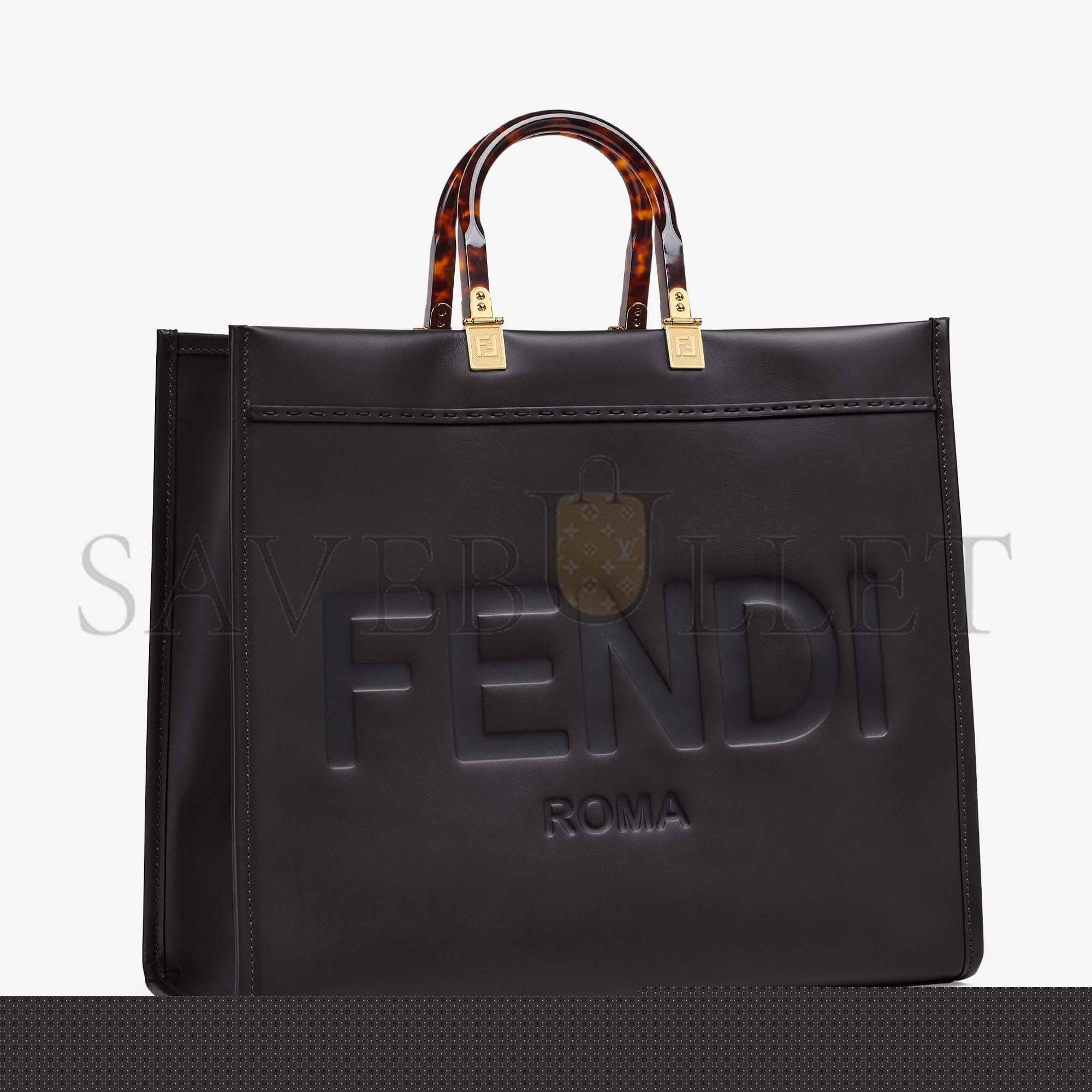 FENDI LARGE FENDI SUNSHINE - BLACK LEATHER SHOPPER 8BH372ABVLF0KUR (40.5*35*21.5cm)