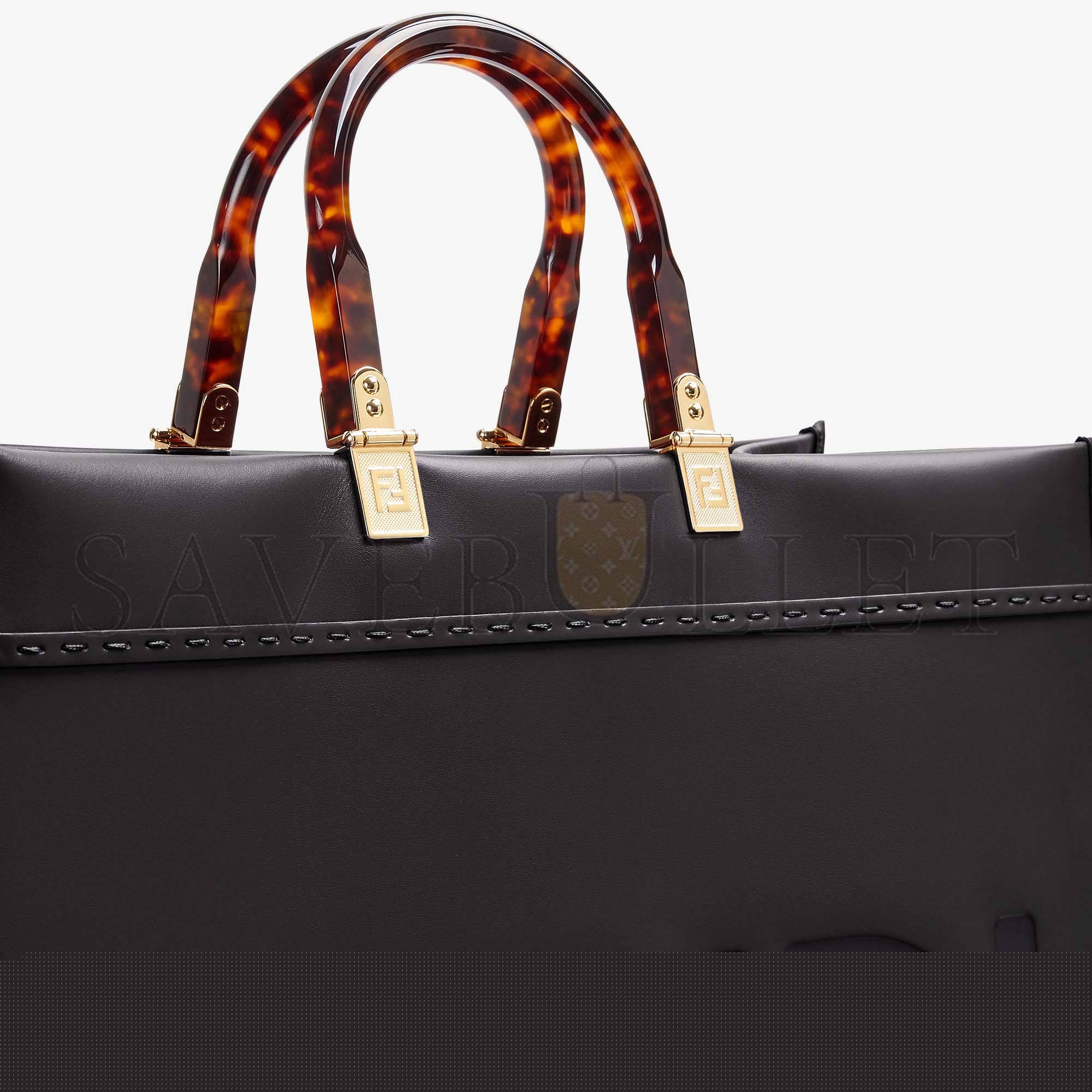 FENDI LARGE FENDI SUNSHINE - BLACK LEATHER SHOPPER 8BH372ABVLF0KUR (40.5*35*21.5cm)