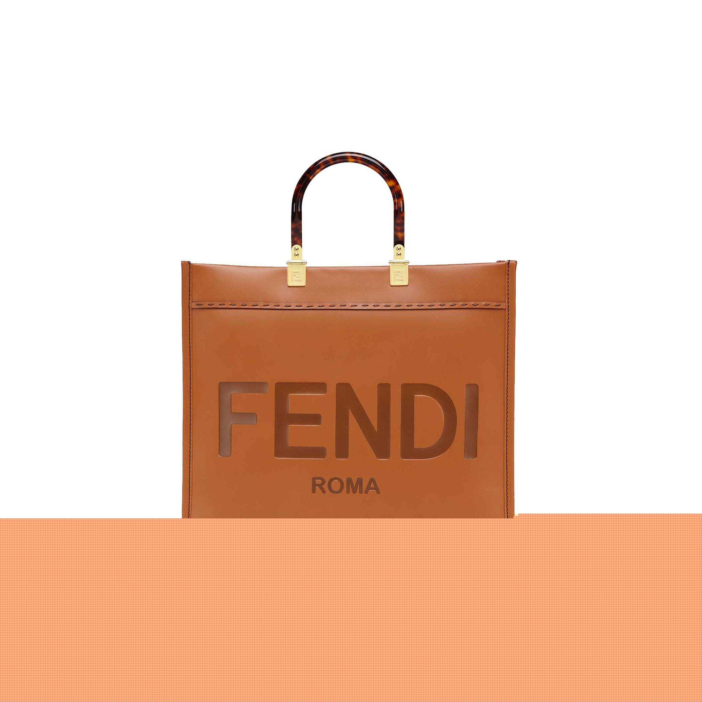 FENDI SUNSHINE MEDIUM - BROWN LEATHER SHOPPER 8BH386ABVLF0PWZ (35*31*17cm)
