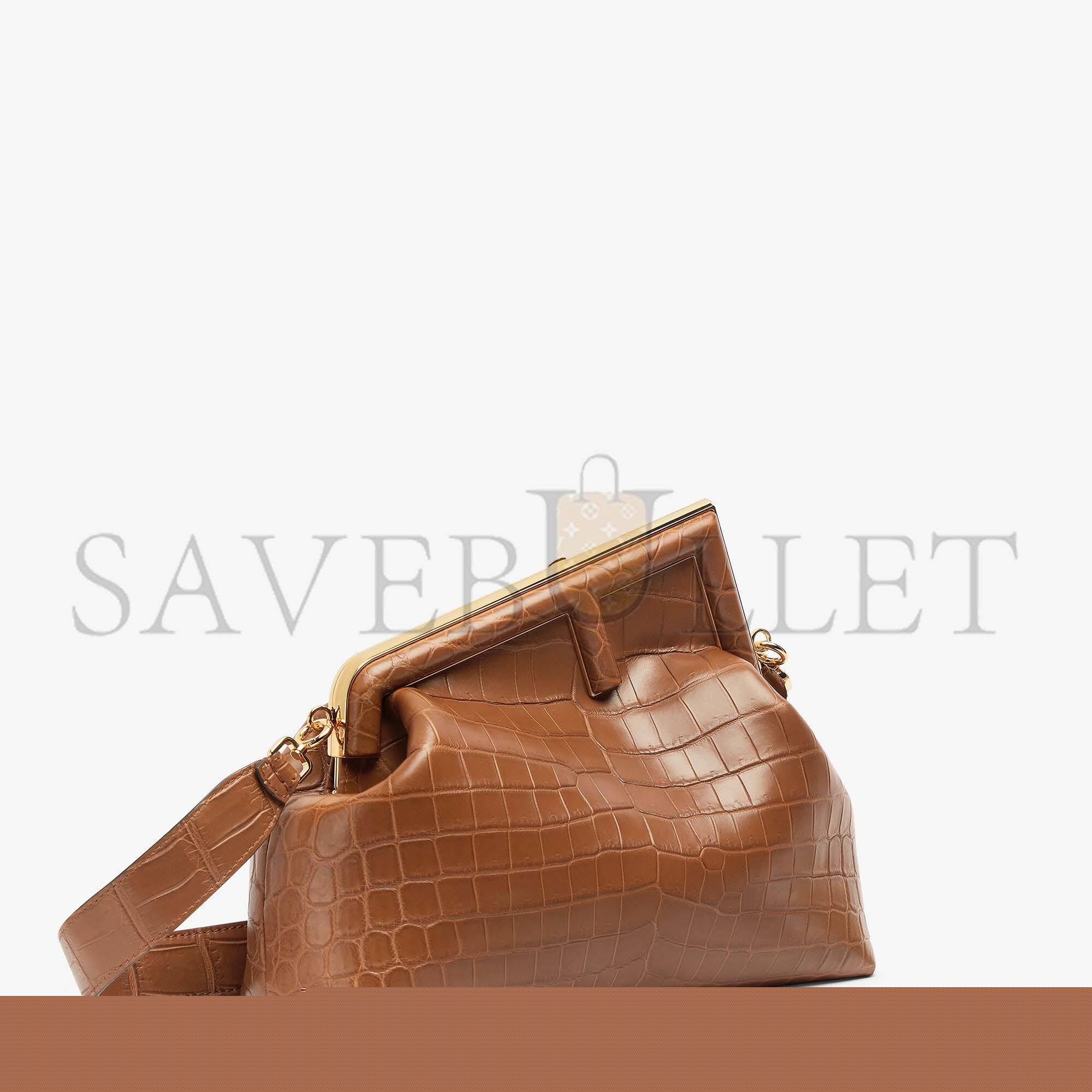 FENDI FIRST MEDIUM - BROWN CROCODILE LEATHER BAG 8BP127AGXTF0L1A (32.5*23.5*15cm)
