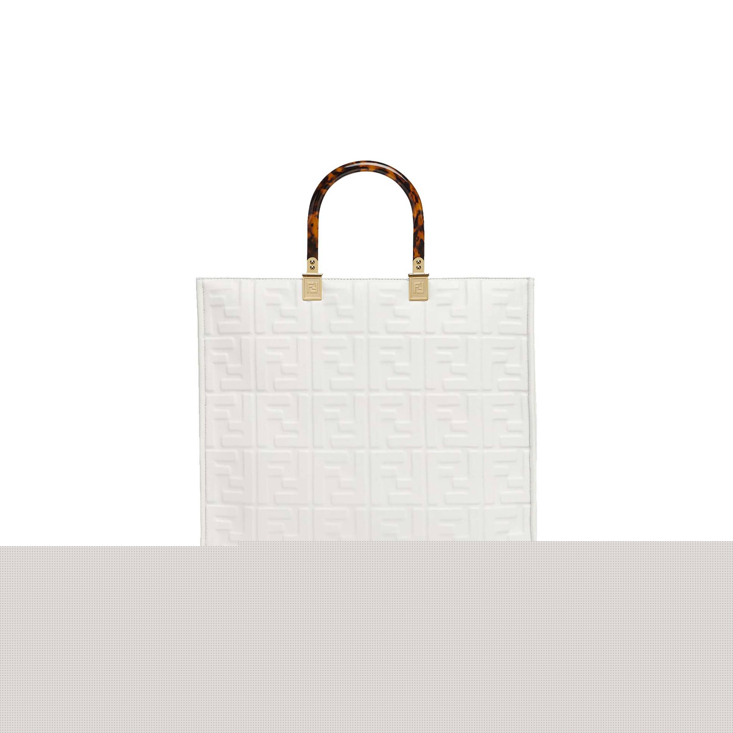 FENDI SUNSHINE MEDIUM - WHITE LEATHER SHOPPER 8BH386AMCVF0QVL (35*31*17cm)