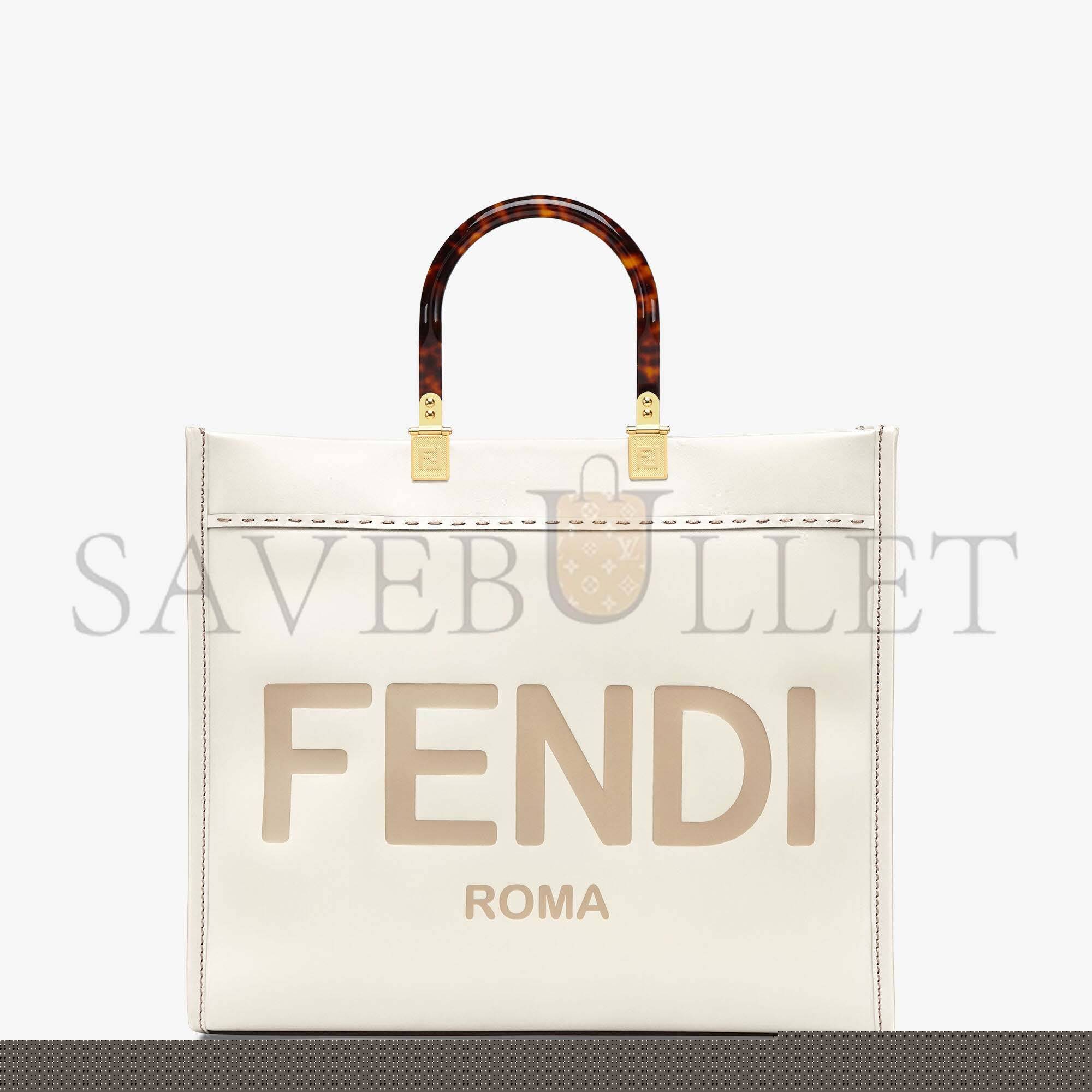 FENDI SUNSHINE MEDIUM - WHITE LEATHER SHOPPER 8BH386ABVLF0K7E (35*31*17cm)