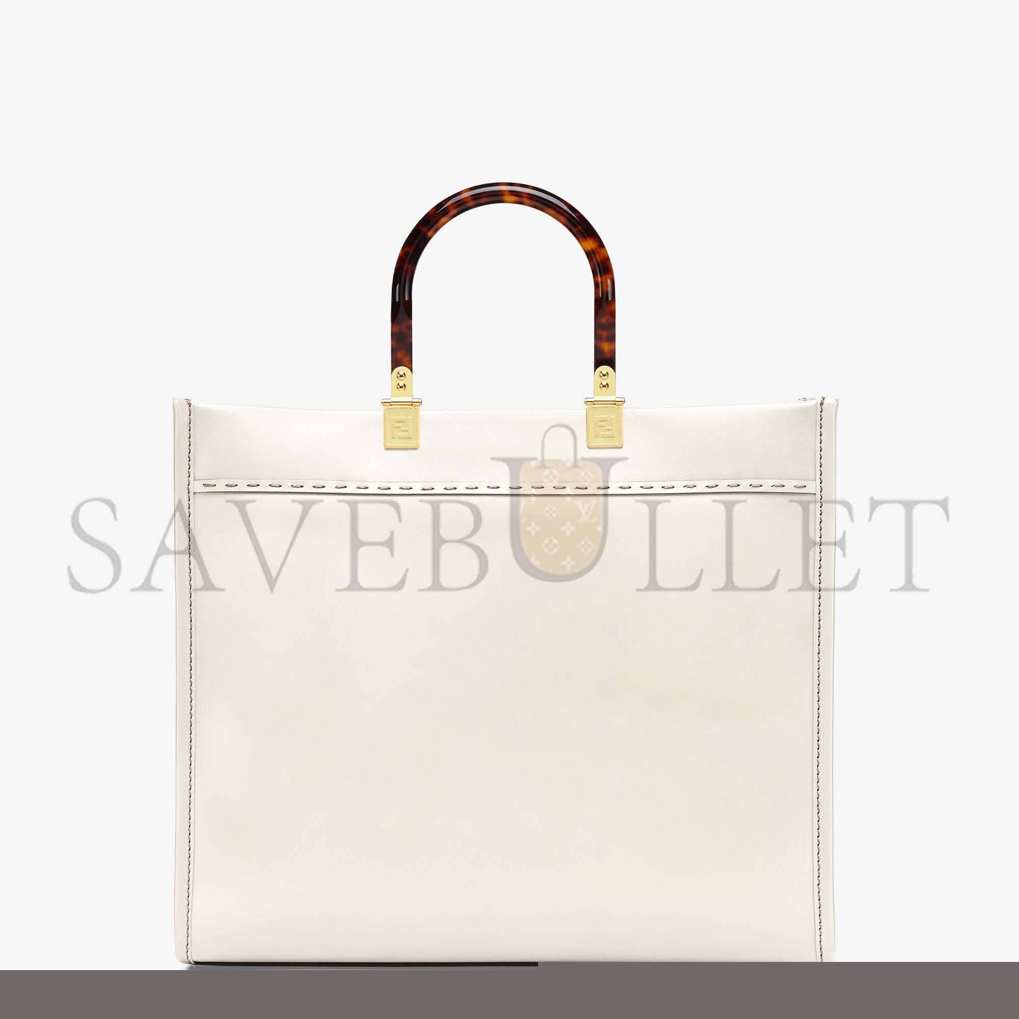 FENDI SUNSHINE MEDIUM - WHITE LEATHER SHOPPER 8BH386ABVLF0K7E (35*31*17cm)