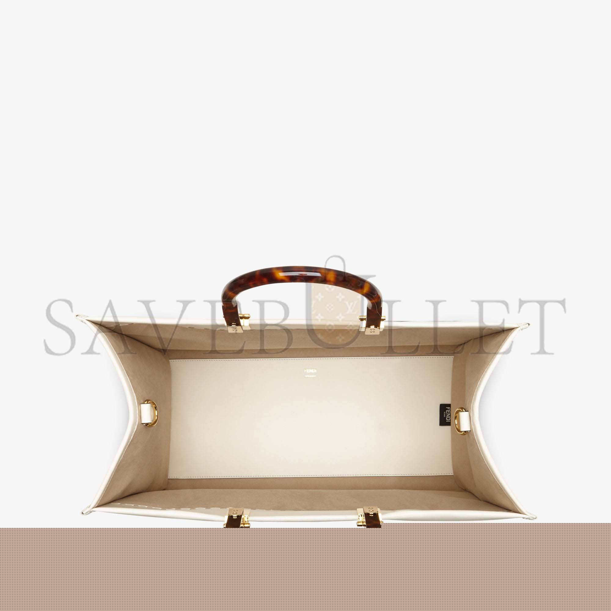 FENDI SUNSHINE MEDIUM - WHITE LEATHER SHOPPER 8BH386ABVLF0K7E (35*31*17cm)