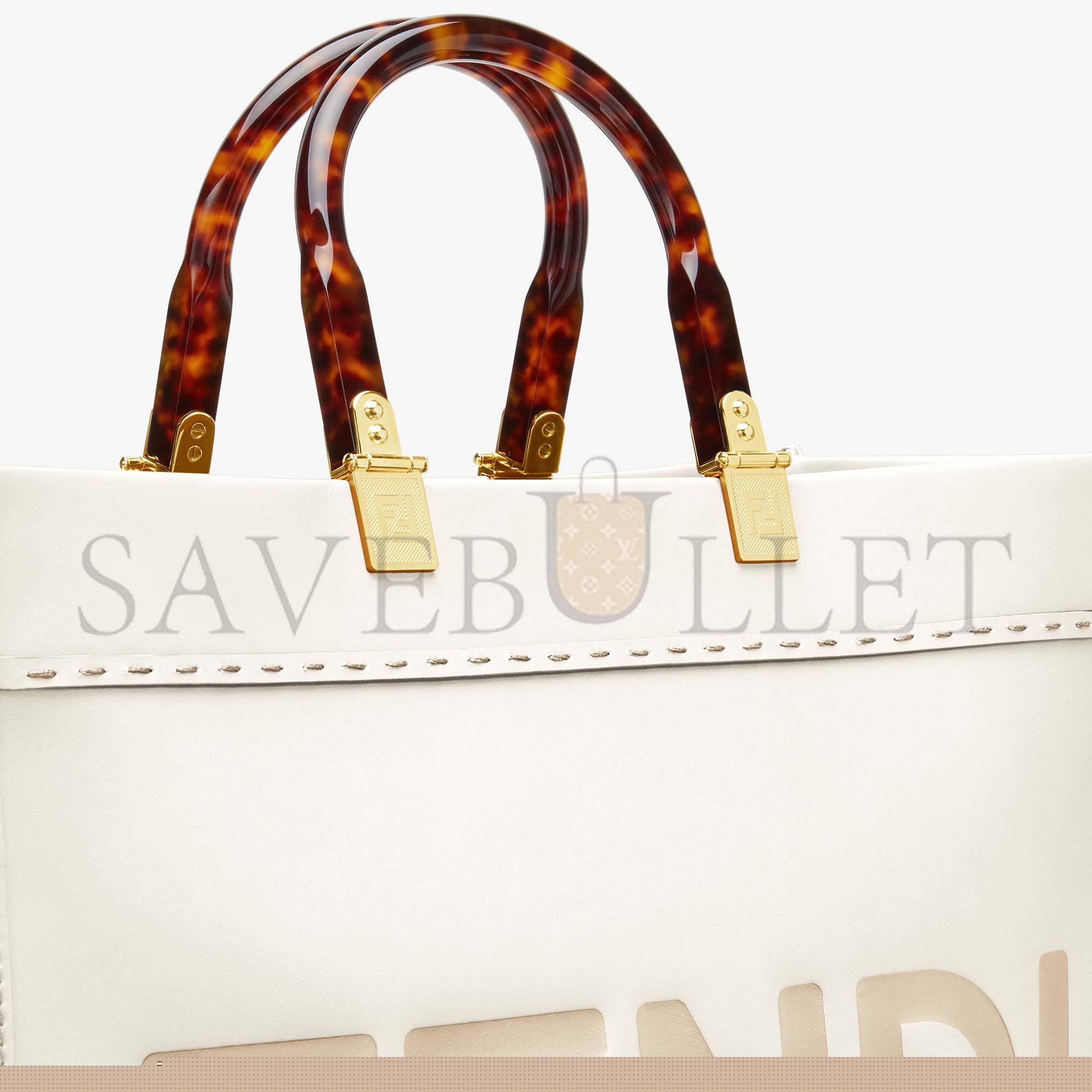 FENDI SUNSHINE MEDIUM - WHITE LEATHER SHOPPER 8BH386ABVLF0K7E (35*31*17cm)