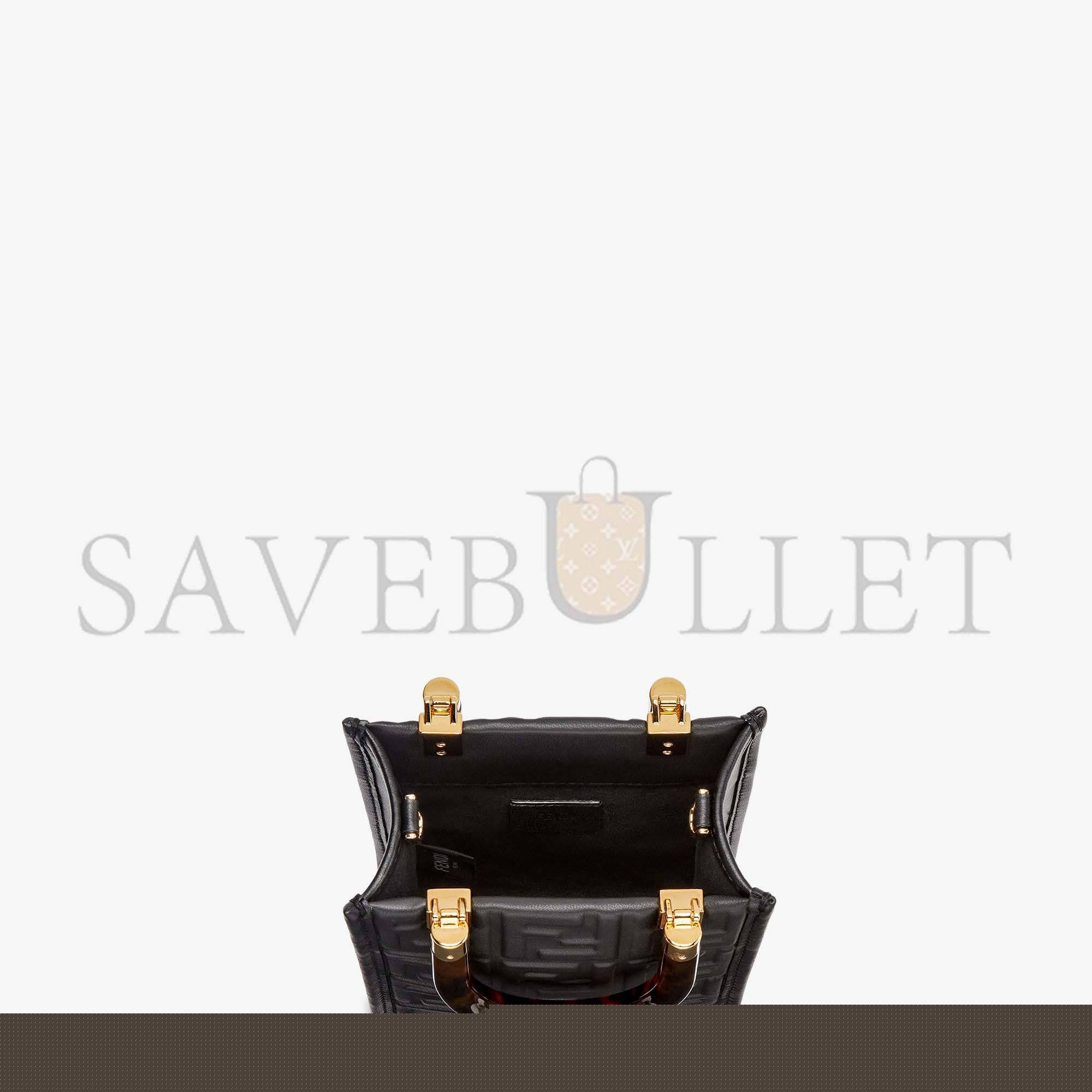 FENDI MINI SUNSHINE SHOPPER - BLACK LEATHER MINI BAG 8BS051AMCIF0KUR (18*13*6.5cm)