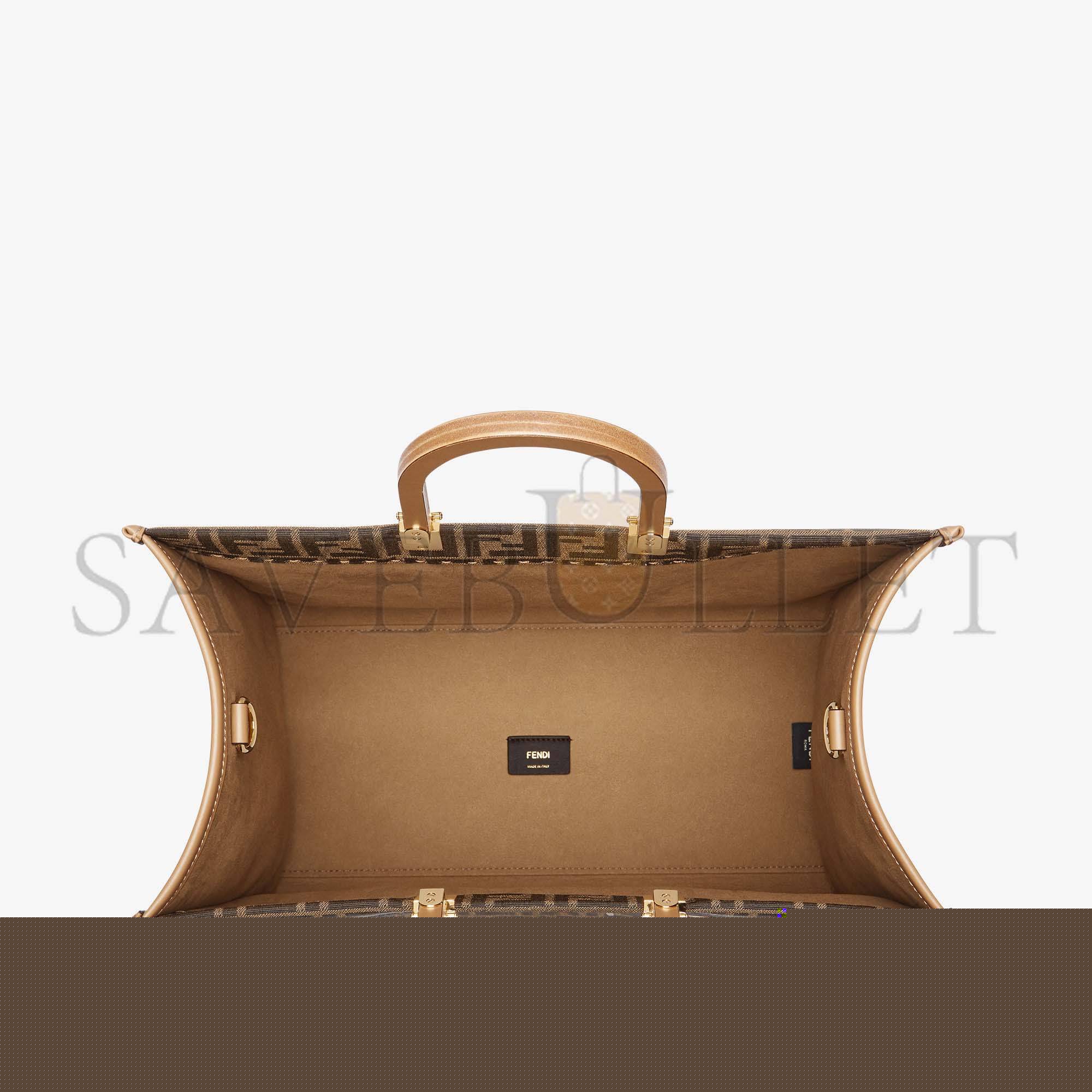 FENDI SUNSHINE LARGE - BROWN FF JACQUARD FABRIC SHOPPER 8BH372ALVYF1GE3 (40.5*35*21.5cm)