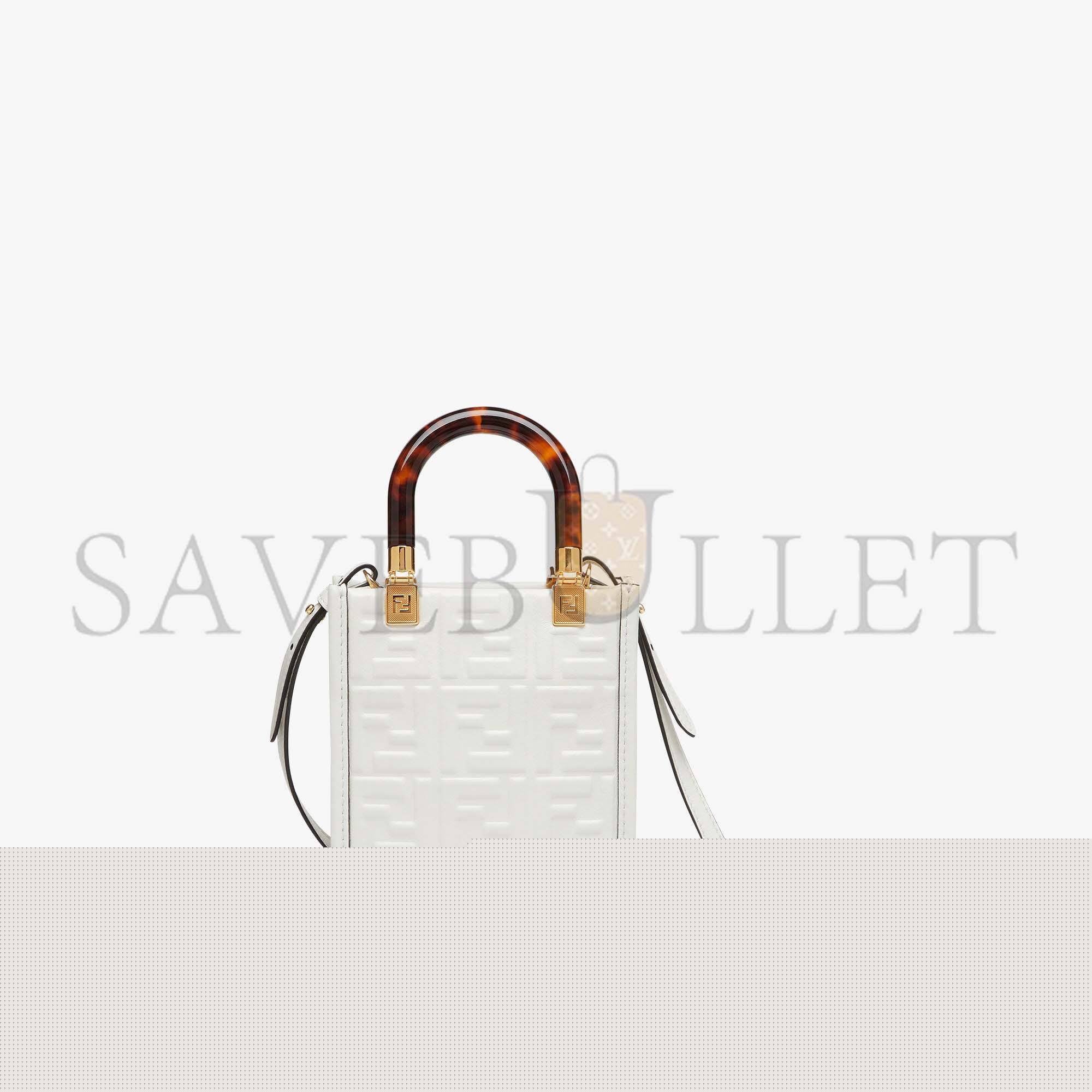 FENDI MINI SUNSHINE SHOPPER - WHITE LEATHER MINI BAG 8BS051AMCIF0QVL (18*13*6.5cm)