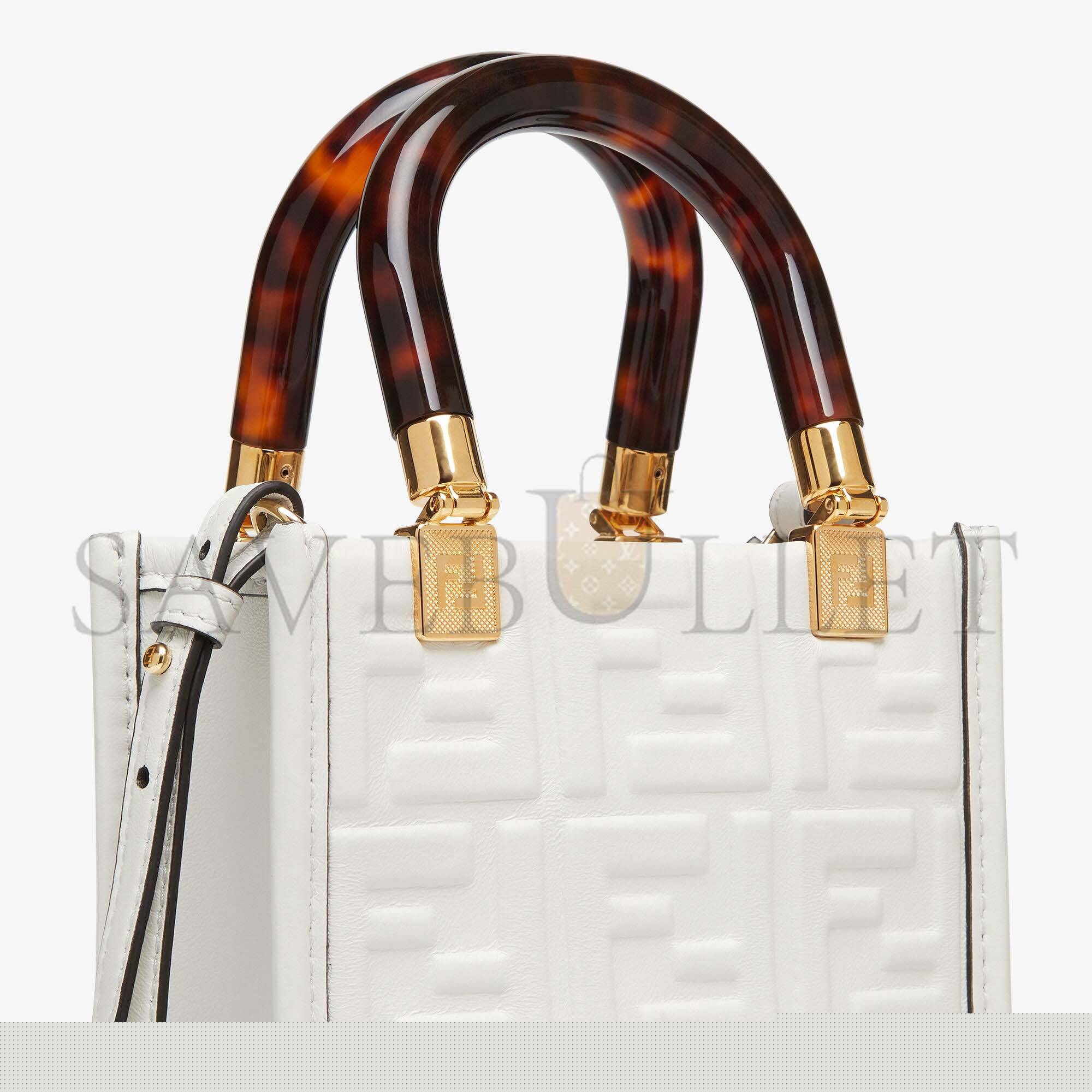 FENDI MINI SUNSHINE SHOPPER - WHITE LEATHER MINI BAG 8BS051AMCIF0QVL (18*13*6.5cm)