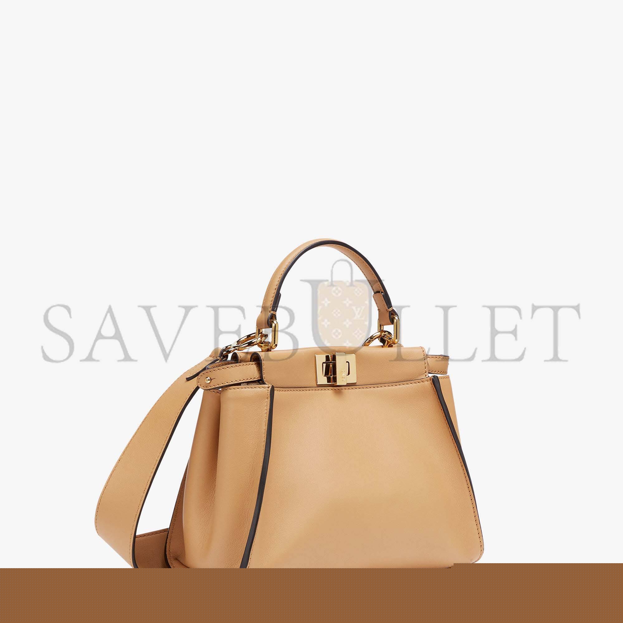 FENDI PEEKABOO MINI - BEIGE LEATHER BAG 8BN244AHJWF1F1L (23*18*11cm)