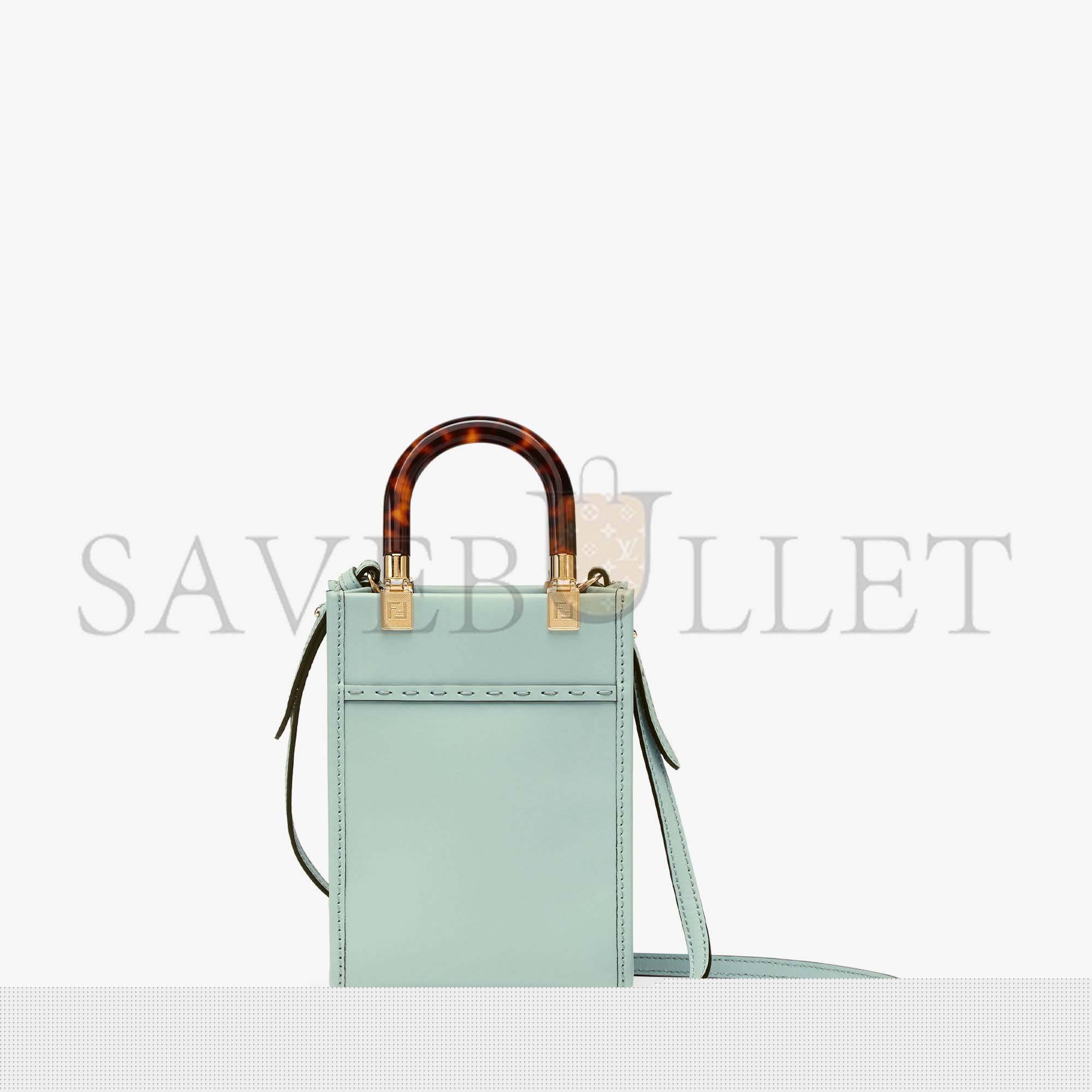 FENDI MINI SUNSHINE SHOPPER - MINT GREEN LEATHER MINI-BAG 8BS051ABVLF03HW (18*13*6.5cm)