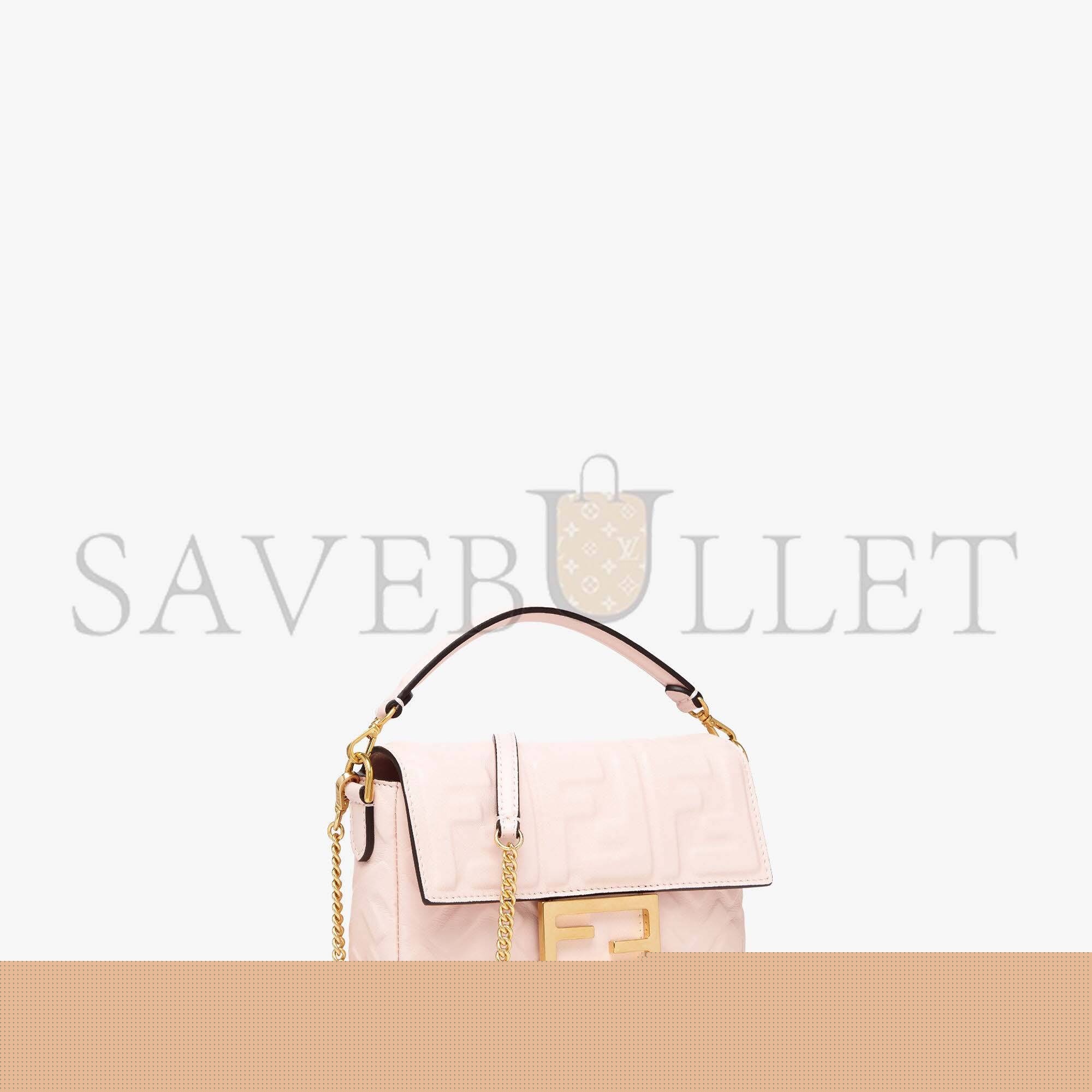 FENDI BAGUETTE MINI - PINK FF NAPPA LEATHER BAG 8BS017A72VF180X (19*11.5*4cm)