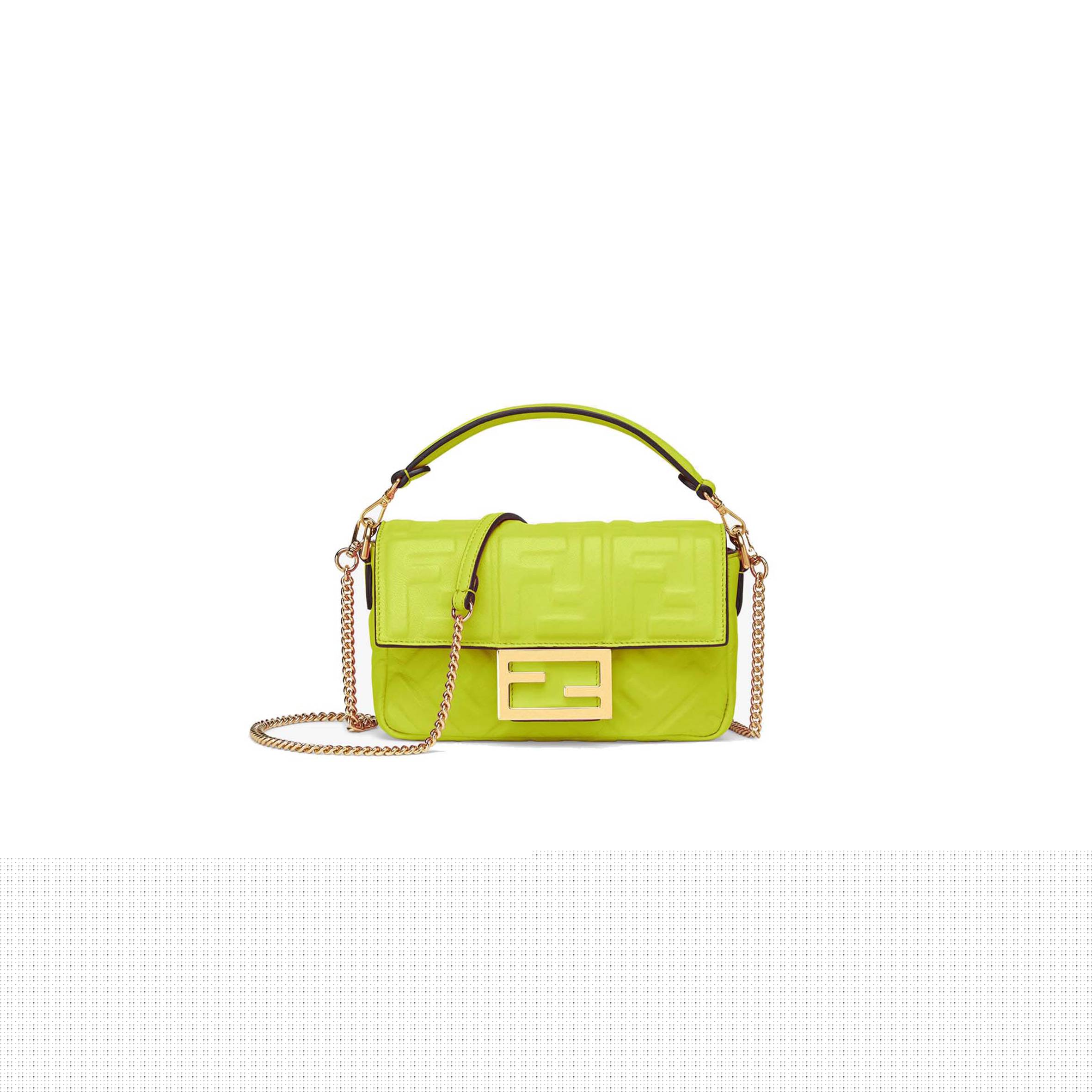 FENDI BAGUETTE MINI - ACID GREEN NAPPA LEATHER BAG 8BS017A72VF1JCM (19*11.5*4cm)