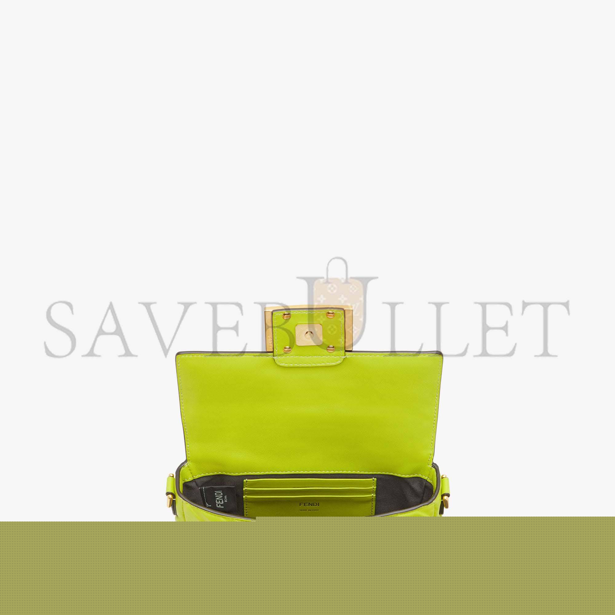 FENDI BAGUETTE MINI - ACID GREEN NAPPA LEATHER BAG 8BS017A72VF1JCM (19*11.5*4cm)