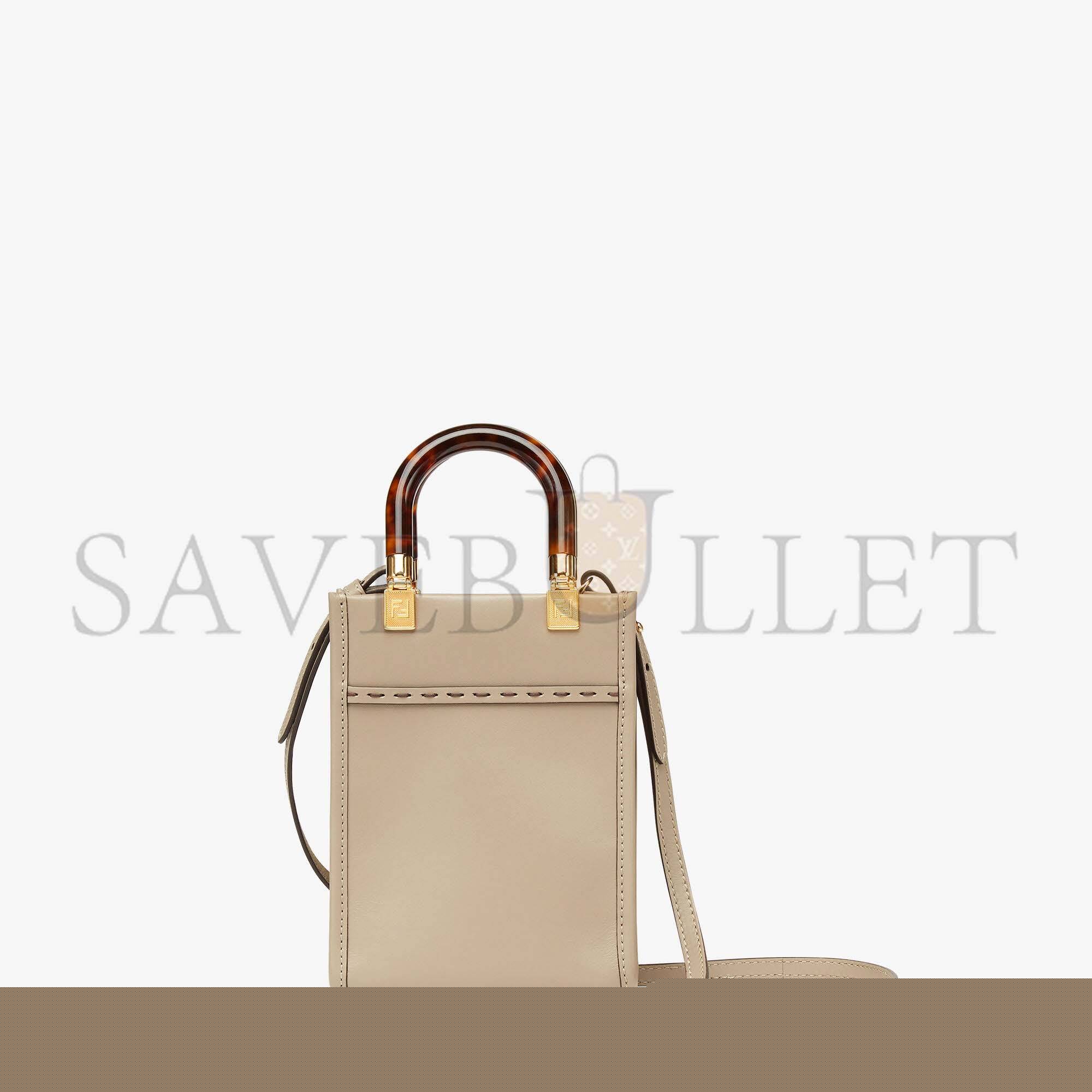 FENDI MINI SUNSHINE SHOPPER - DOVE-GRAY LEATHER MINI-BAG 8BS051ABVLF0E65 (18*13*6.5cm)