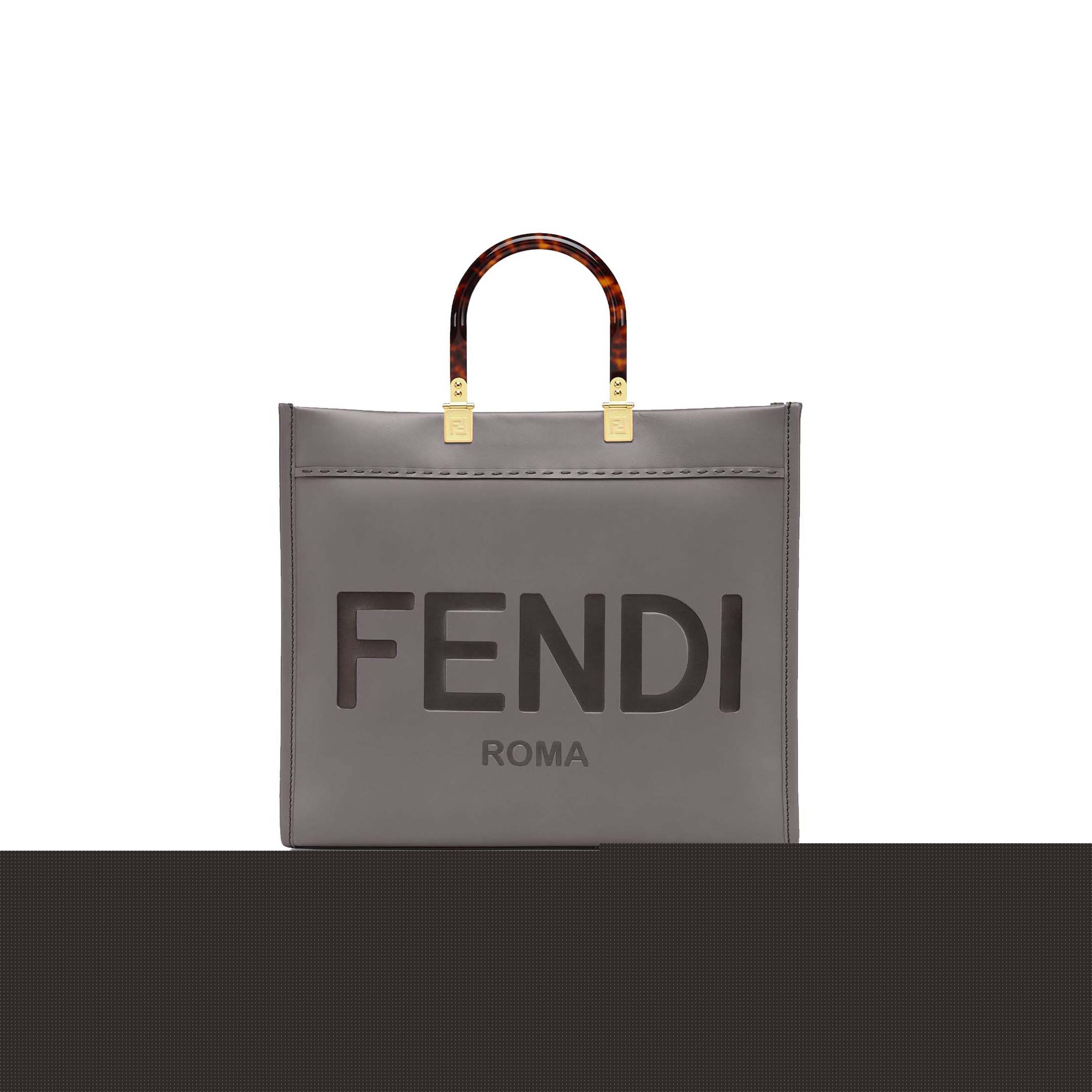 FENDI SUNSHINE MEDIUM - GRAY LEATHER SHOPPERI 8BH386ABVLF1BZC (35*31*17cm)