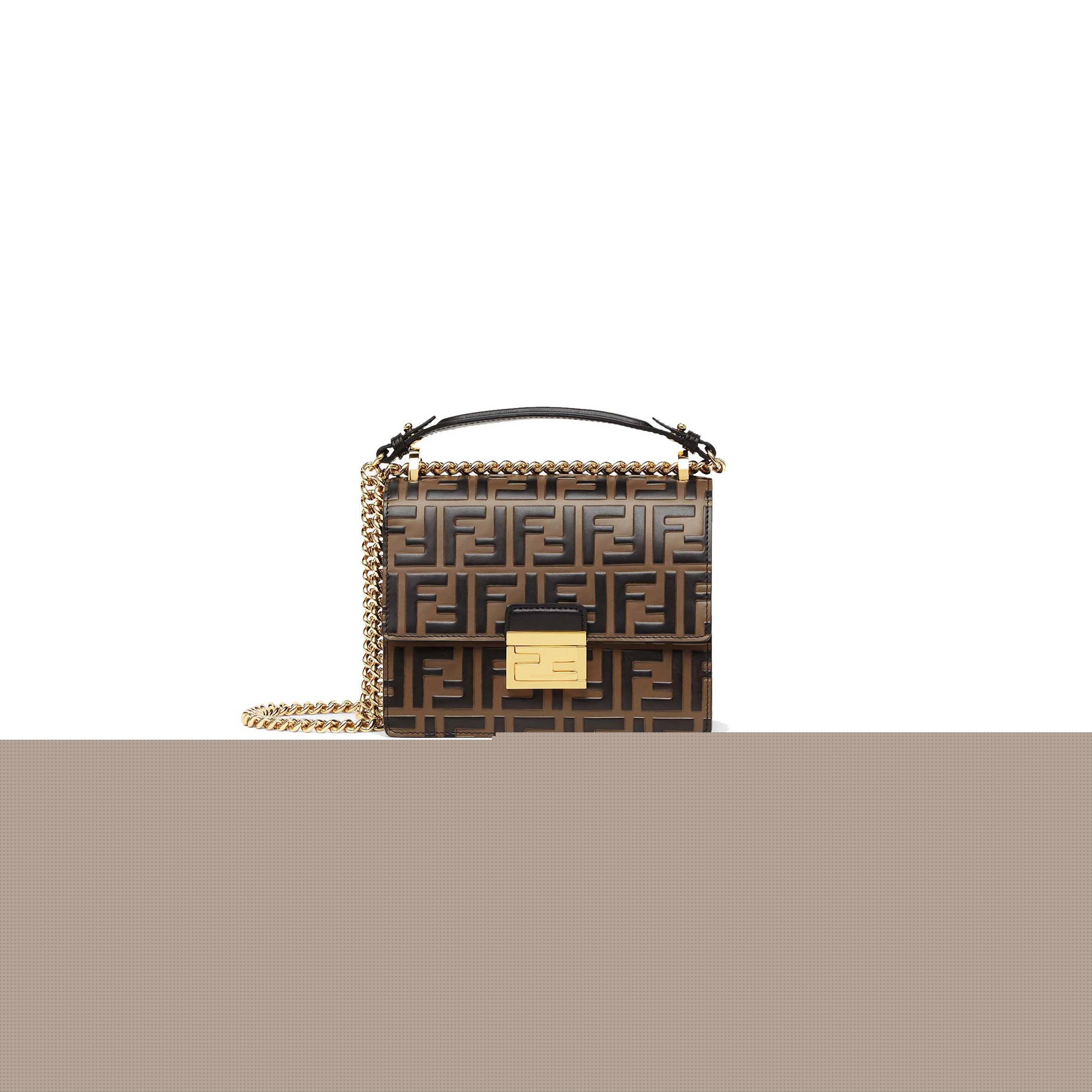 FENDI KAN U SMALL - BROWN LEATHER MINI-BAG 8M0417A659F13VK (19*13*9cm)