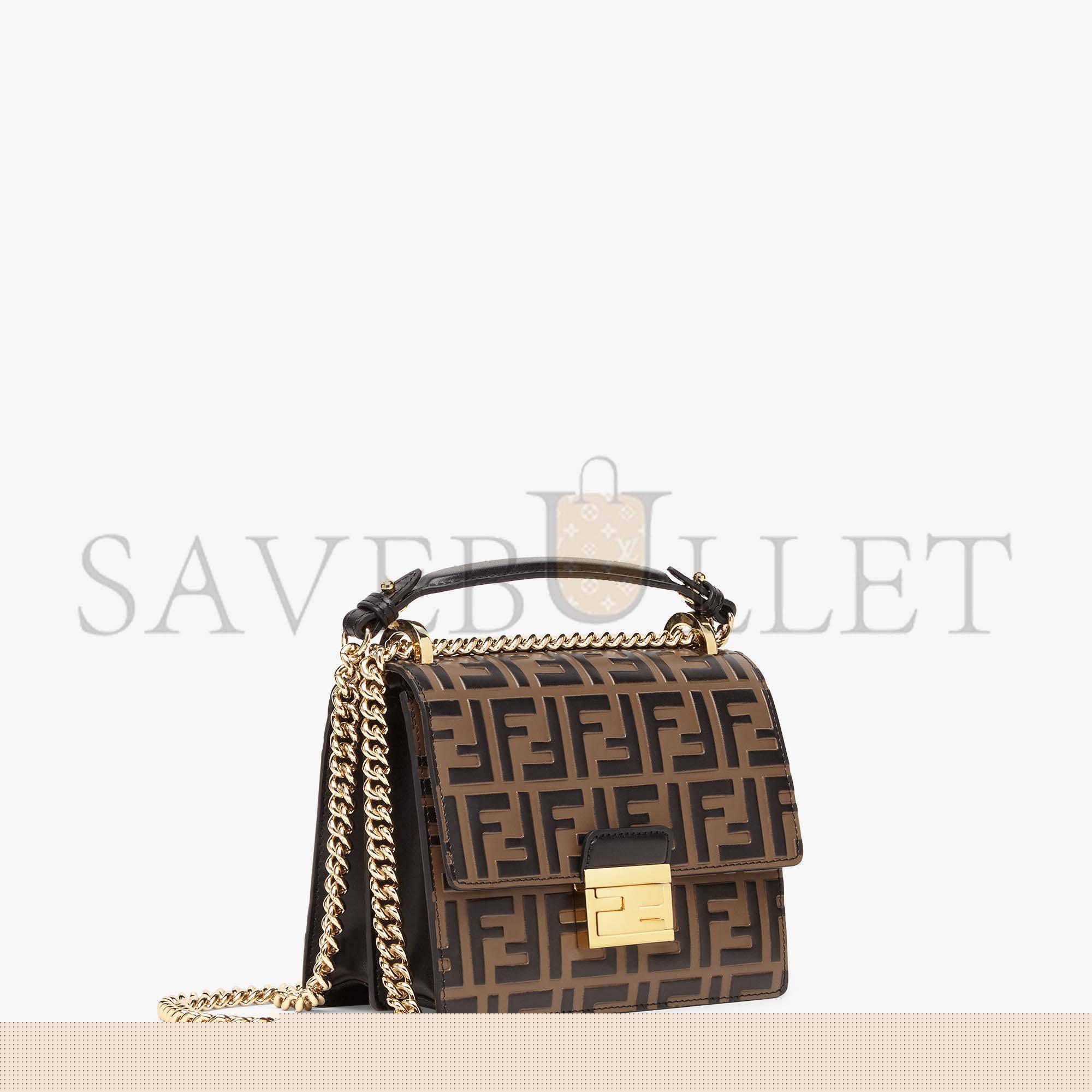FENDI KAN U SMALL - BROWN LEATHER MINI-BAG 8M0417A659F13VK (19*13*9cm)