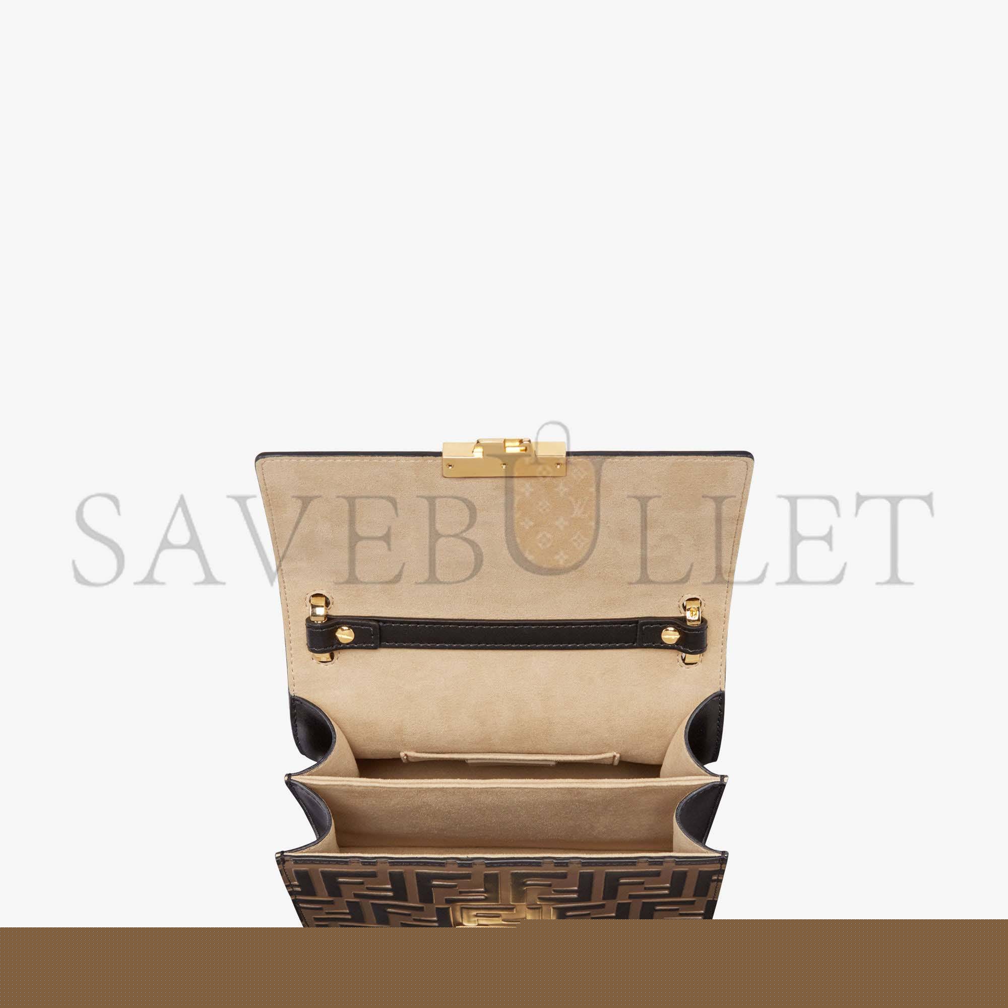 FENDI KAN U SMALL - BROWN LEATHER MINI-BAG 8M0417A659F13VK (19*13*9cm)