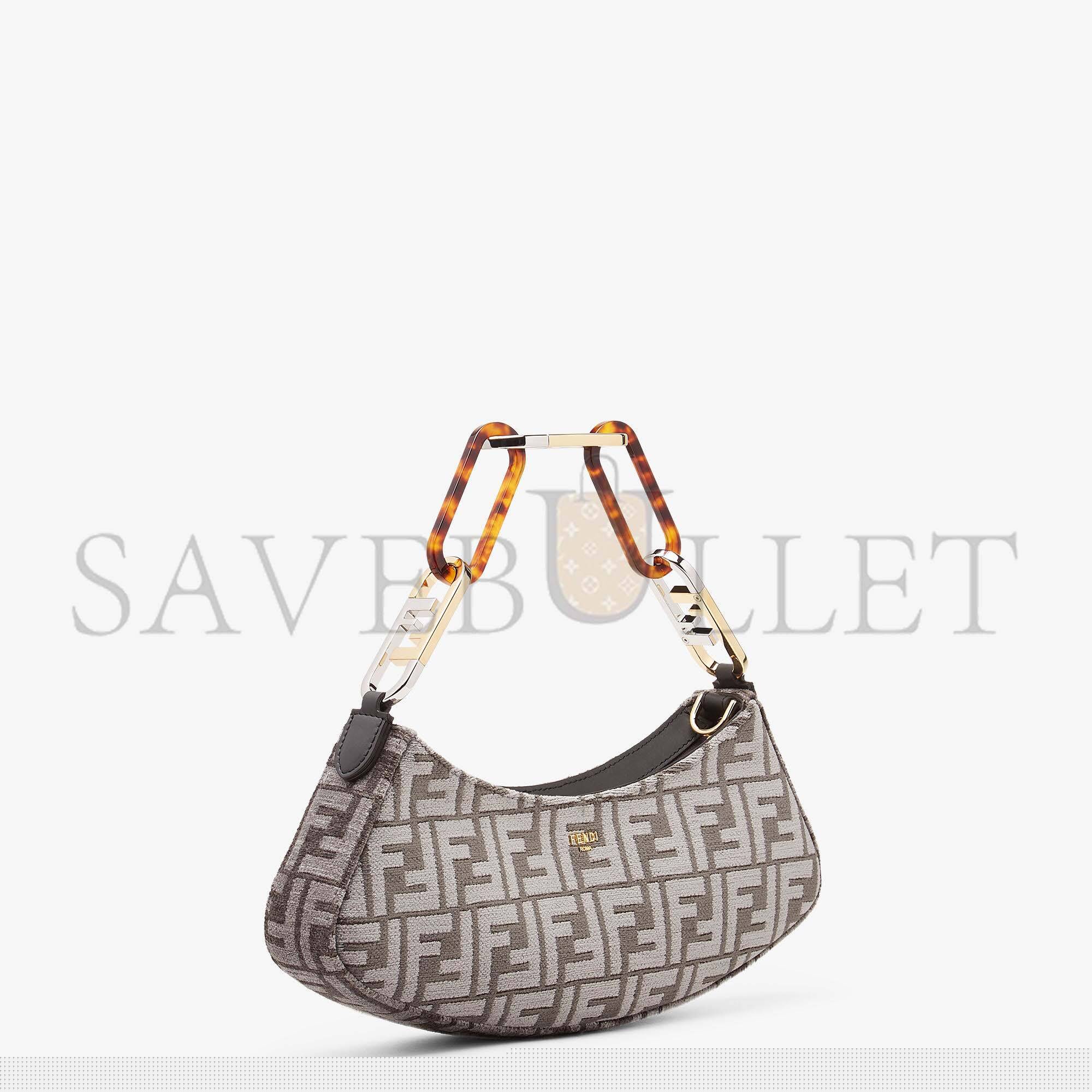 FENDI O’LOCK SWING - DARK GRAY TAPESTRY FABRIC POUCH 8BS068AL9QF1IVG (32*11*5cm)