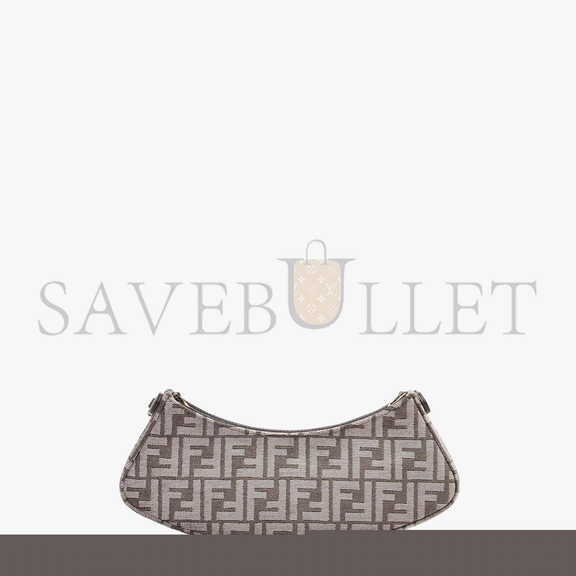 FENDI O’LOCK SWING - DARK GRAY TAPESTRY FABRIC POUCH 8BS068AL9QF1IVG (32*11*5cm)