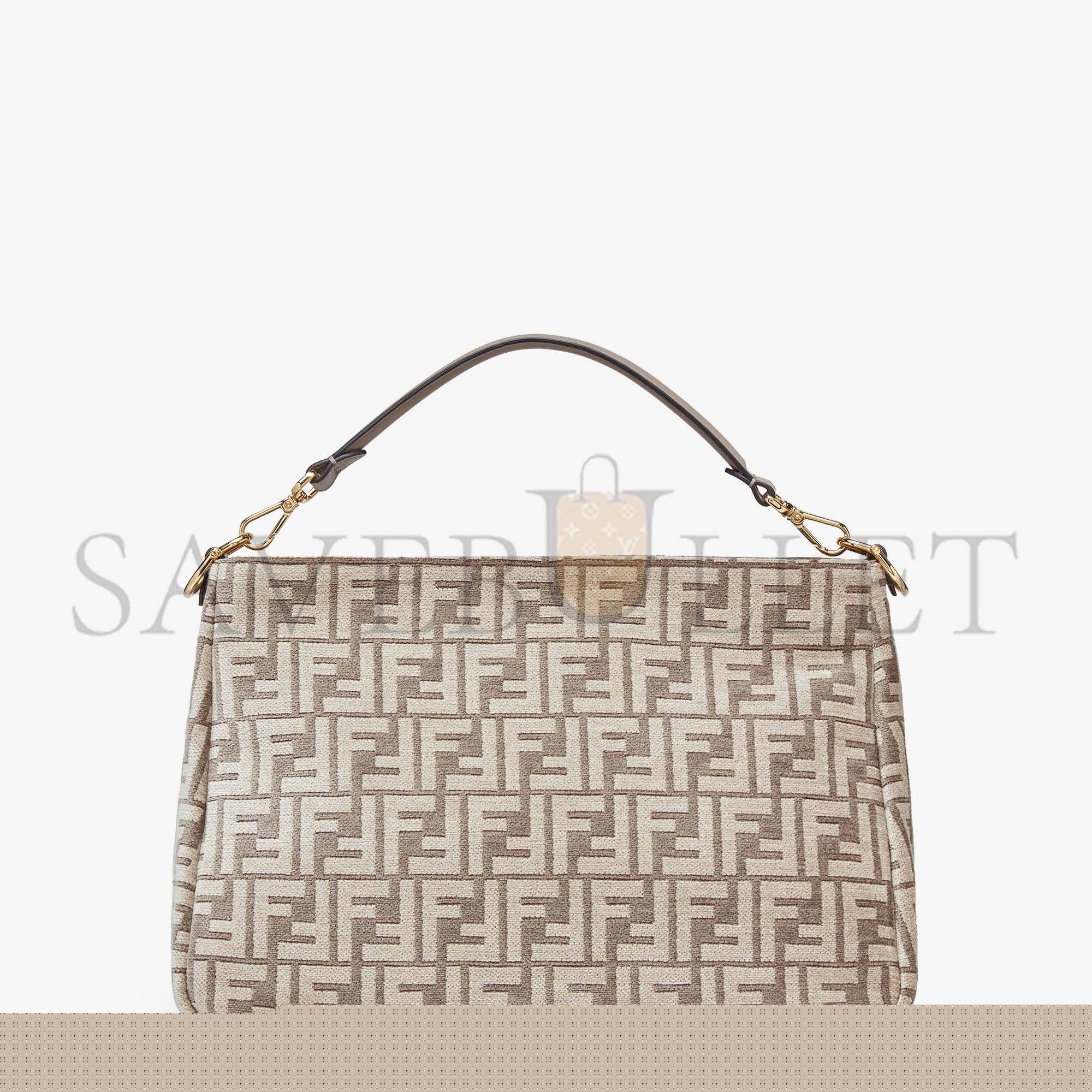 FENDI O’LOCK ZIPPER - DOVE GRAY TAPESTRY FABRIC BAG 8BR805ALFVF1IQU (36*23.5*14cm)