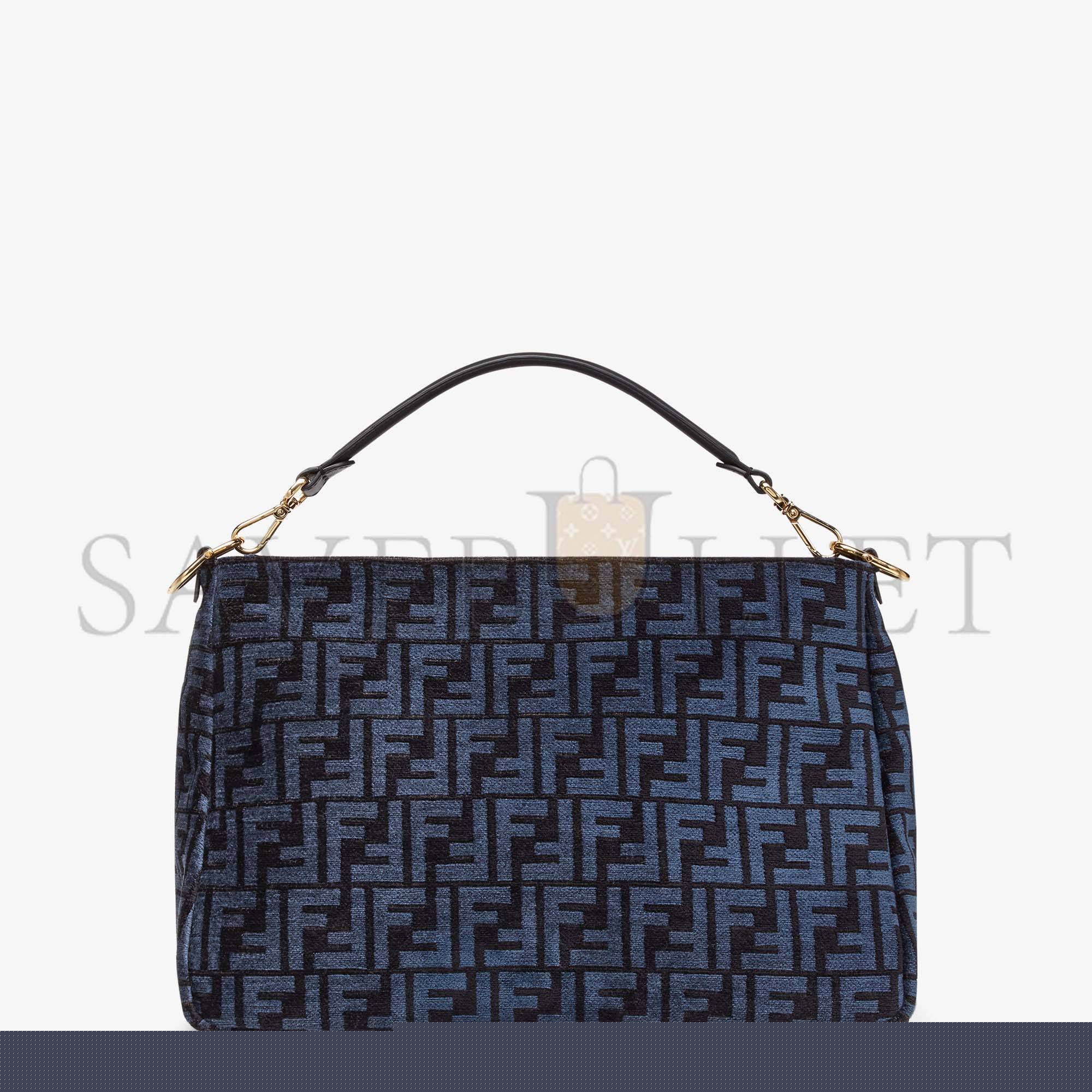 FENDI O’LOCK ZIPPER - DARK BLUE TAPESTRY FABRIC BAG 8BR805ALFVF1IVU (36*23.5*14cm)