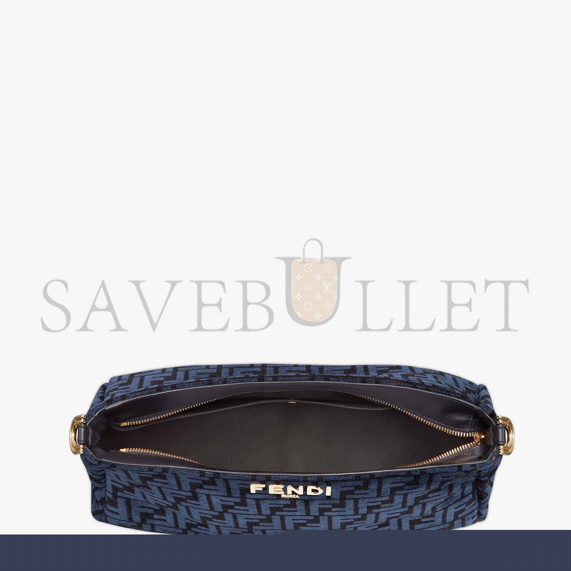 FENDI O’LOCK ZIPPER - DARK BLUE TAPESTRY FABRIC BAG 8BR805ALFVF1IVU (36*23.5*14cm)