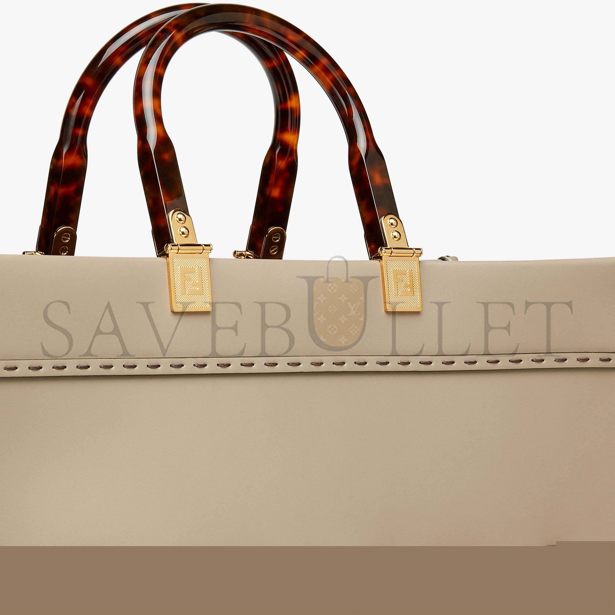 FENDI SUNSHINE MEDIUM - DOVE GRAY LEATHER SHOPPER 8BH386ABVLF0E65 (35*31*17cm)