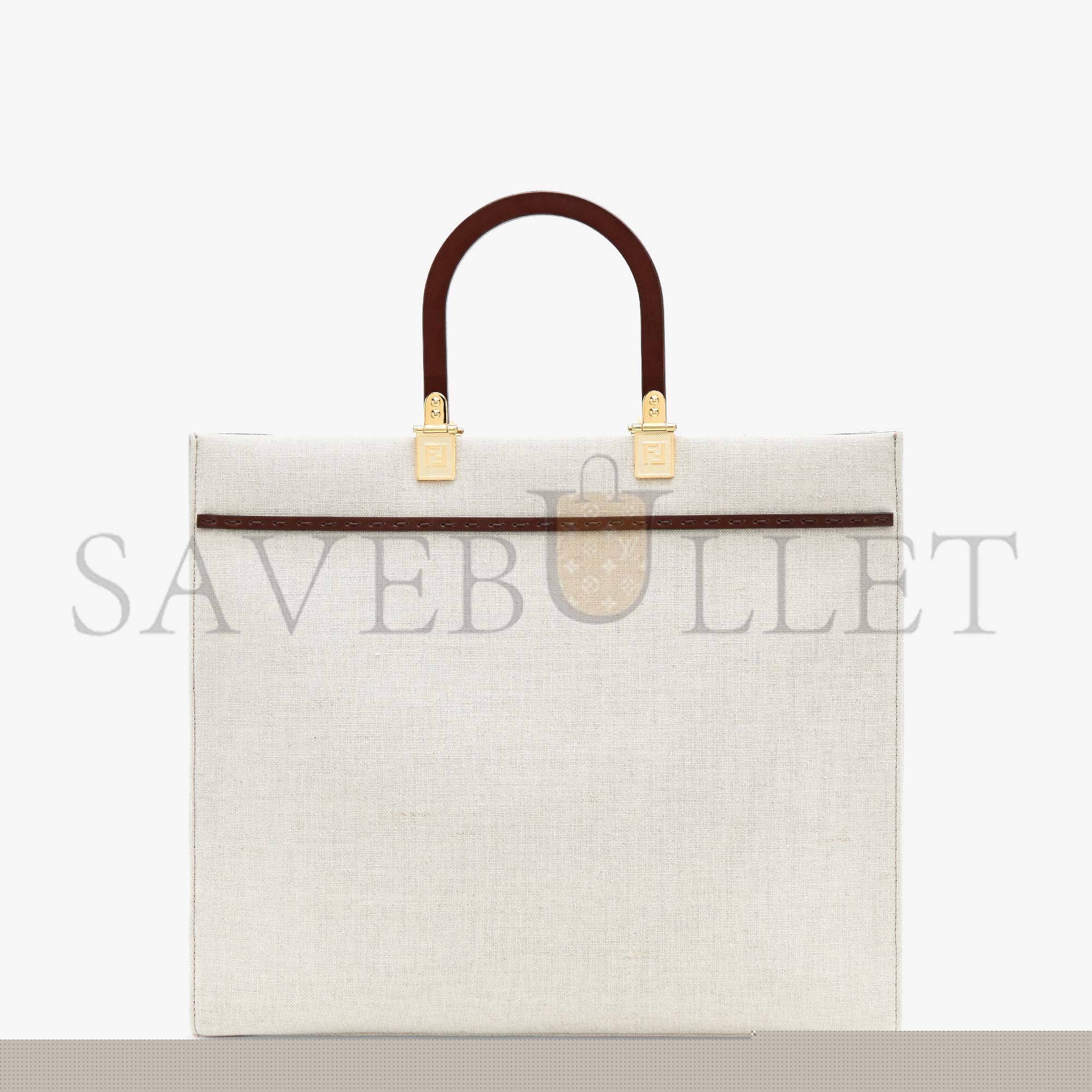 FENDI SUNSHINE MEDIUM - WHITE CANVAS SHOPPER 8BH386AKBSF1HOC (35*31*17cm)