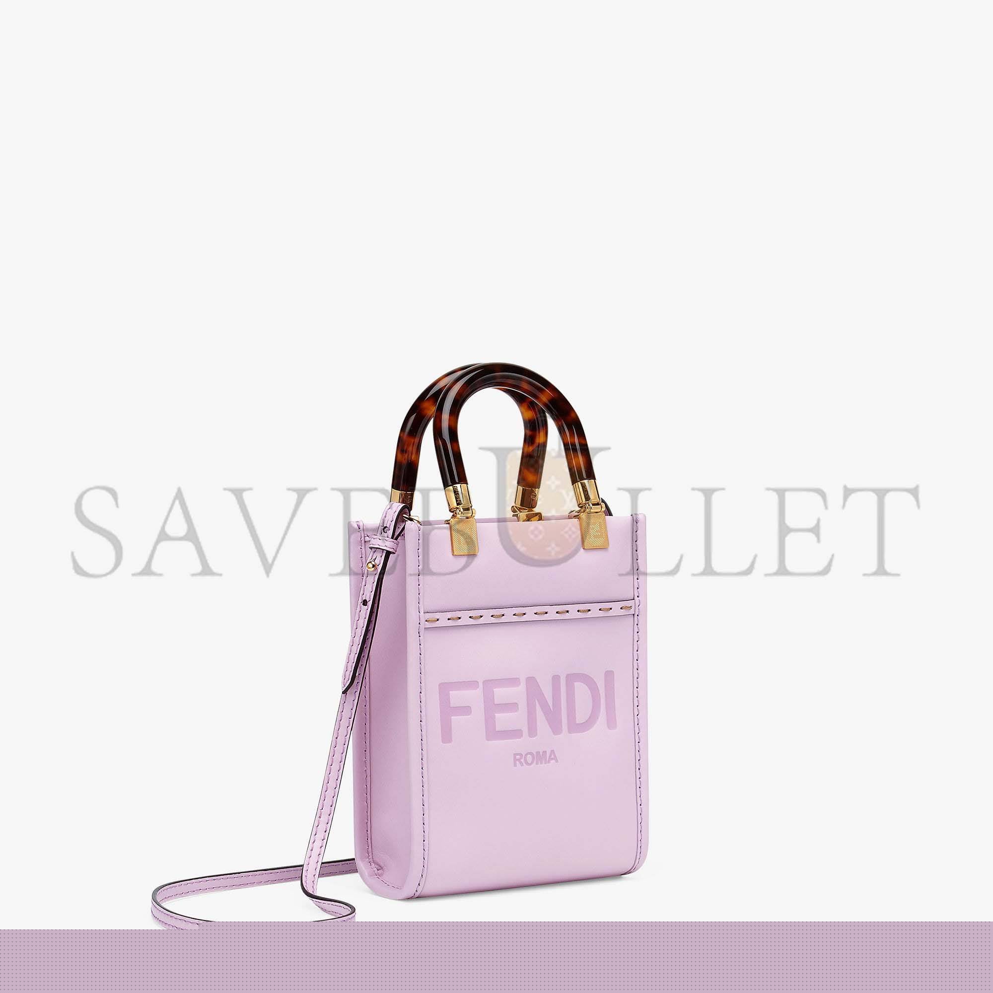 FENDI MINI SUNSHINE SHOPPER - LILAC LEATHER MINI BAG 8BS051ABVLF1HOV (18*13*6.5cm)