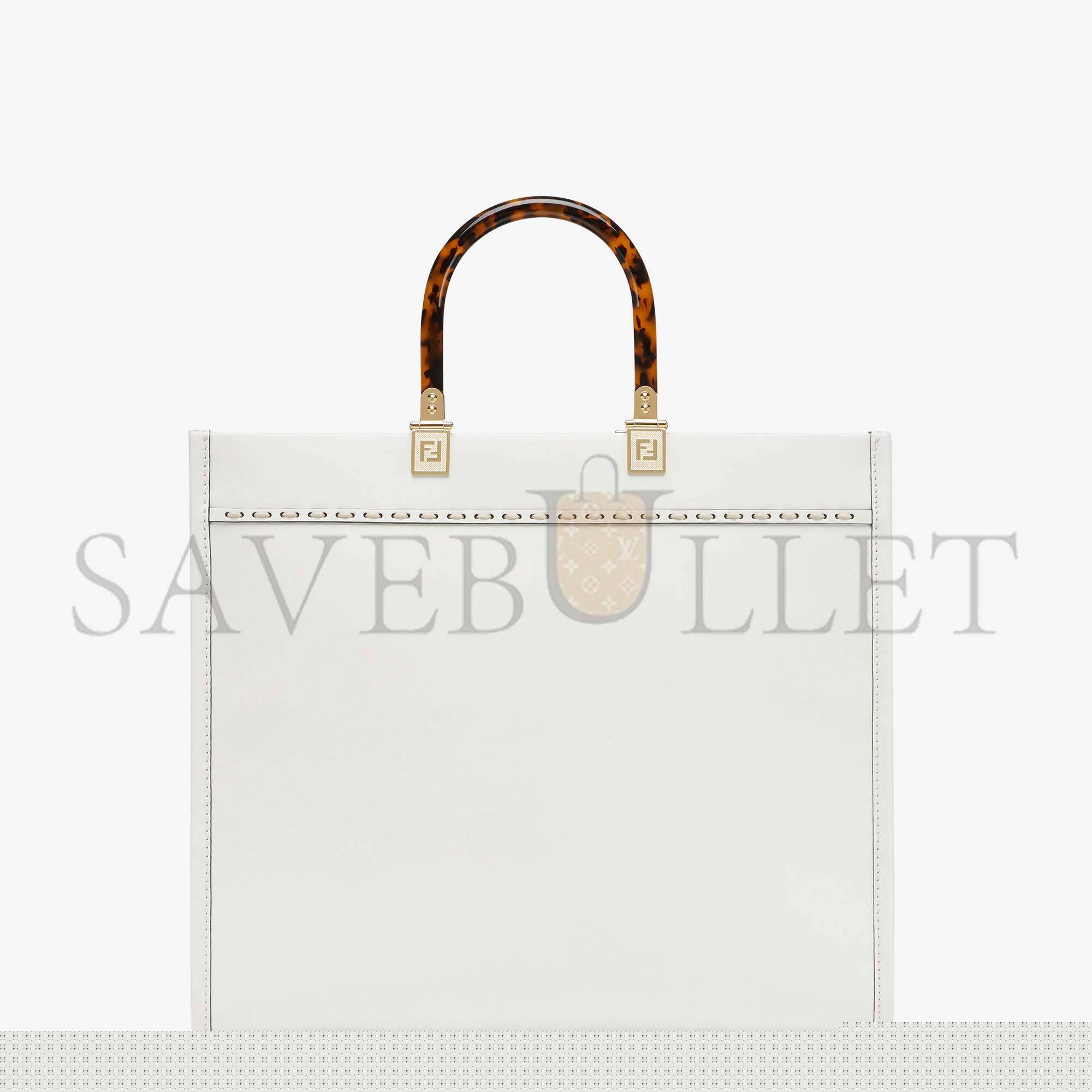 FENDI SUNSHINE MEDIUM - WHITE LEATHER AND ELAPHE SHOPPER 8BH386AHN5F1JU5 (35*31*17cm)