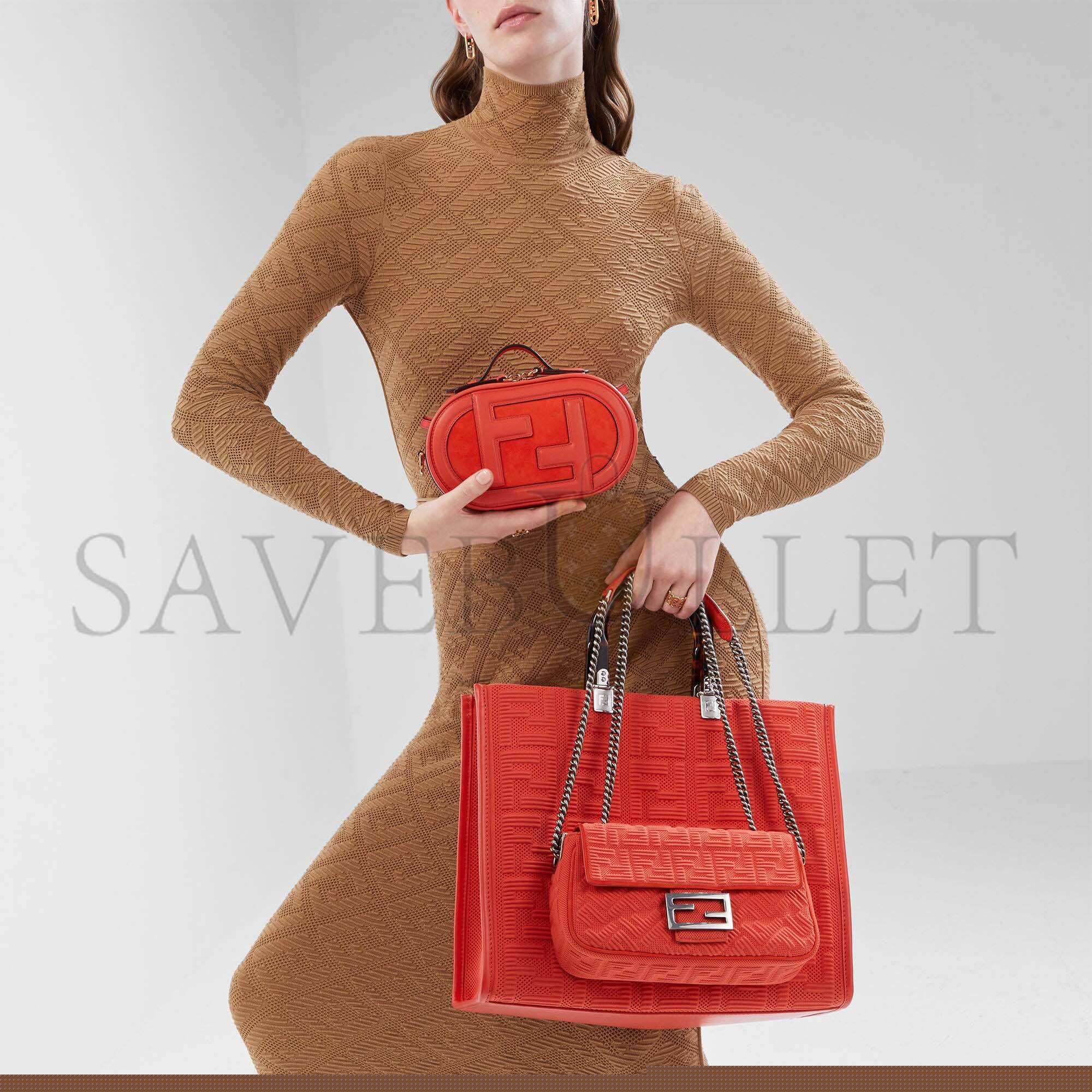 FENDI SUNSHINE MEDIUM - RED FF FABRIC SHOPPER 8BH386AHWCF0PG3 (35*31*17cm)