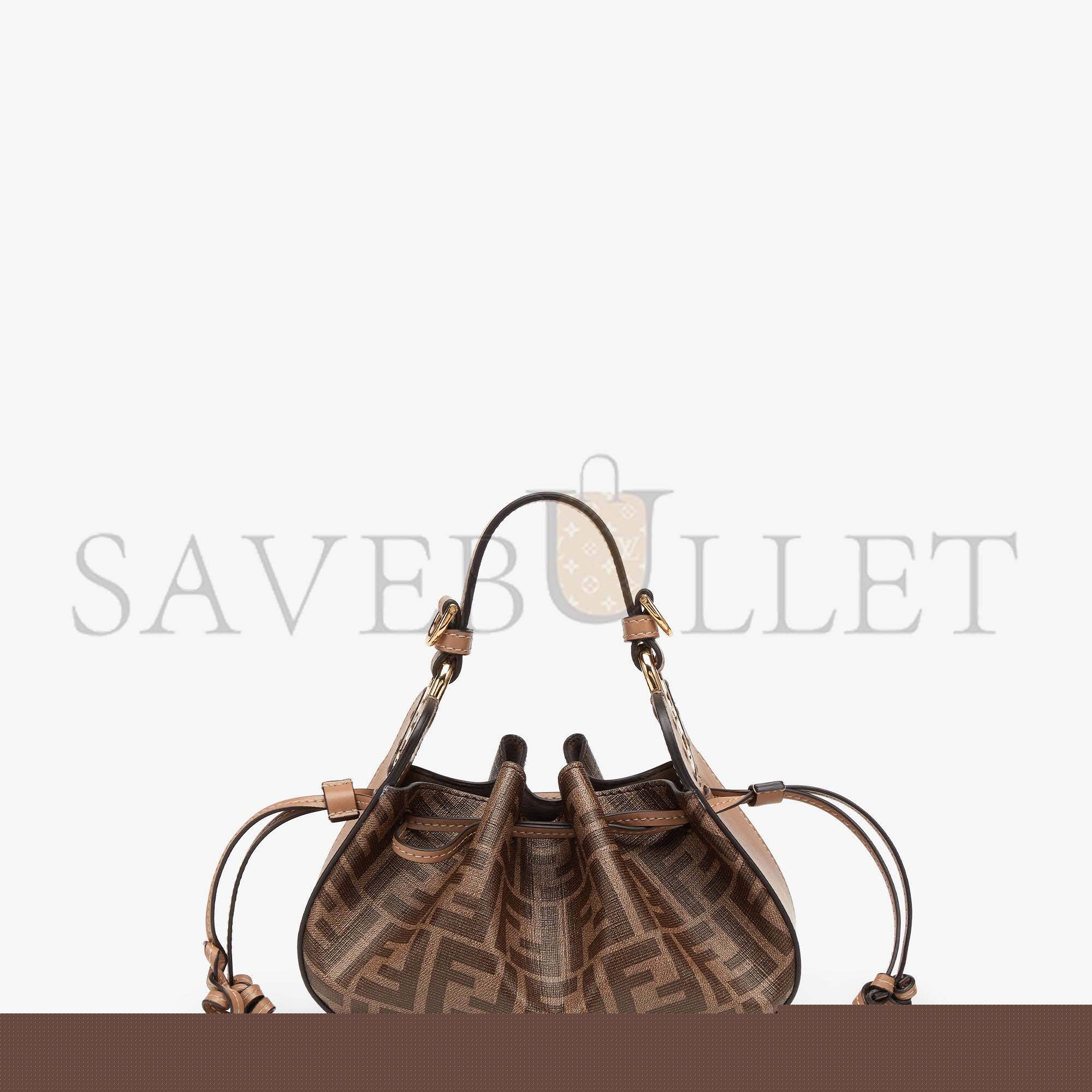 FENDI POMODORINO - BROWN FF FABRIC MINI-BAG 8BS059AHWVF1GE3 (21.5*17*14cm)