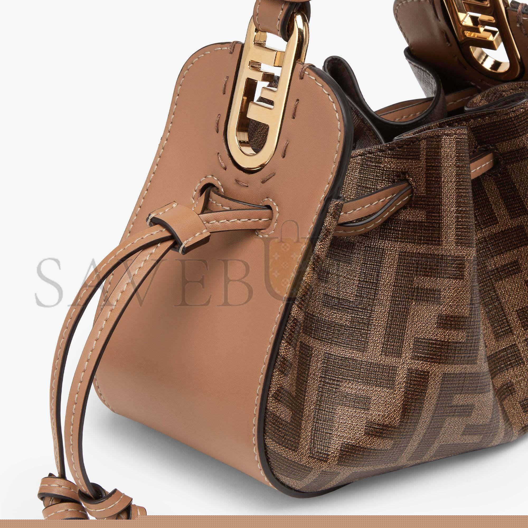 FENDI POMODORINO - BROWN FF FABRIC MINI-BAG 8BS059AHWVF1GE3 (21.5*17*14cm)